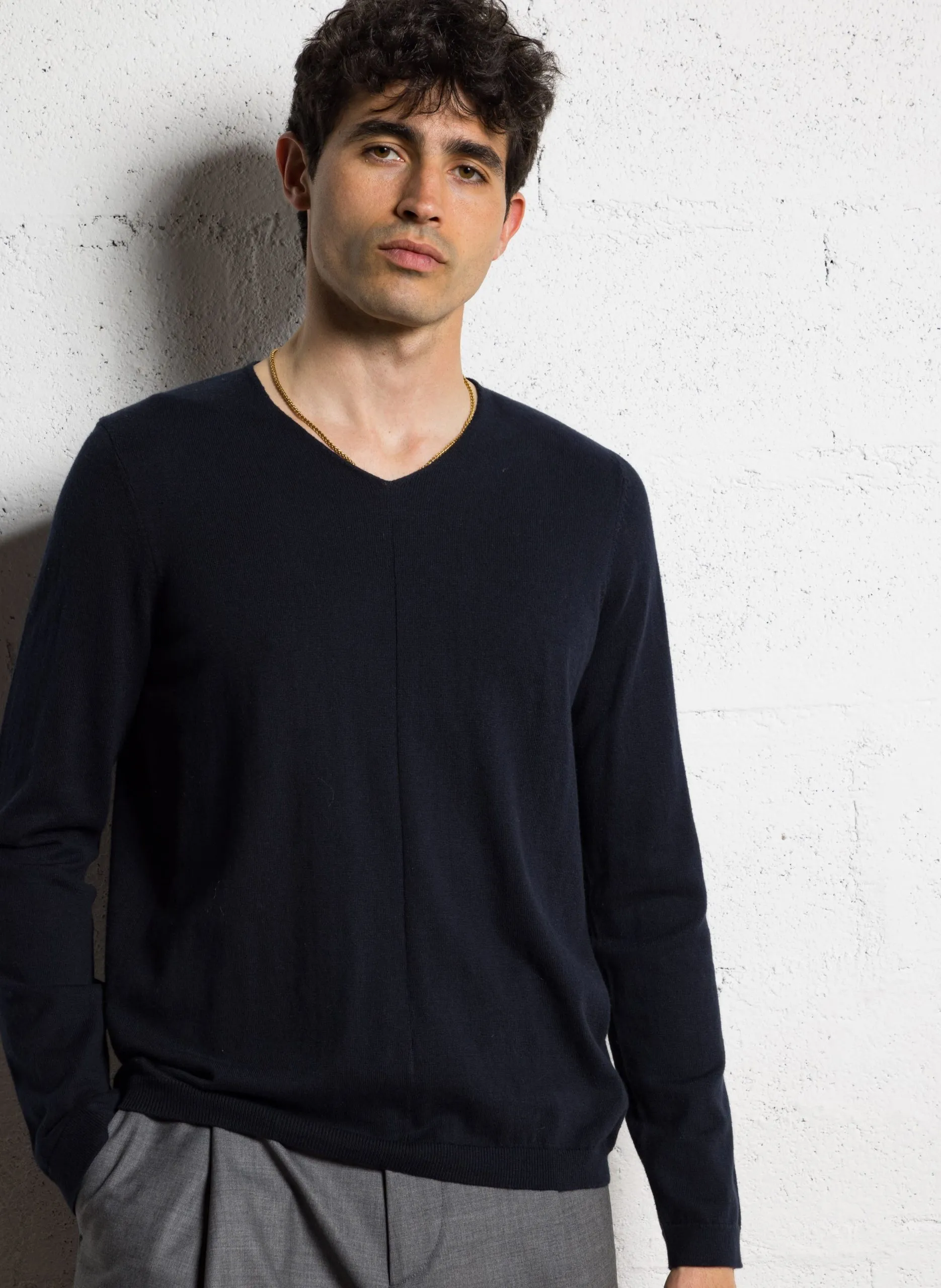 Pull droit manches longues Bleu