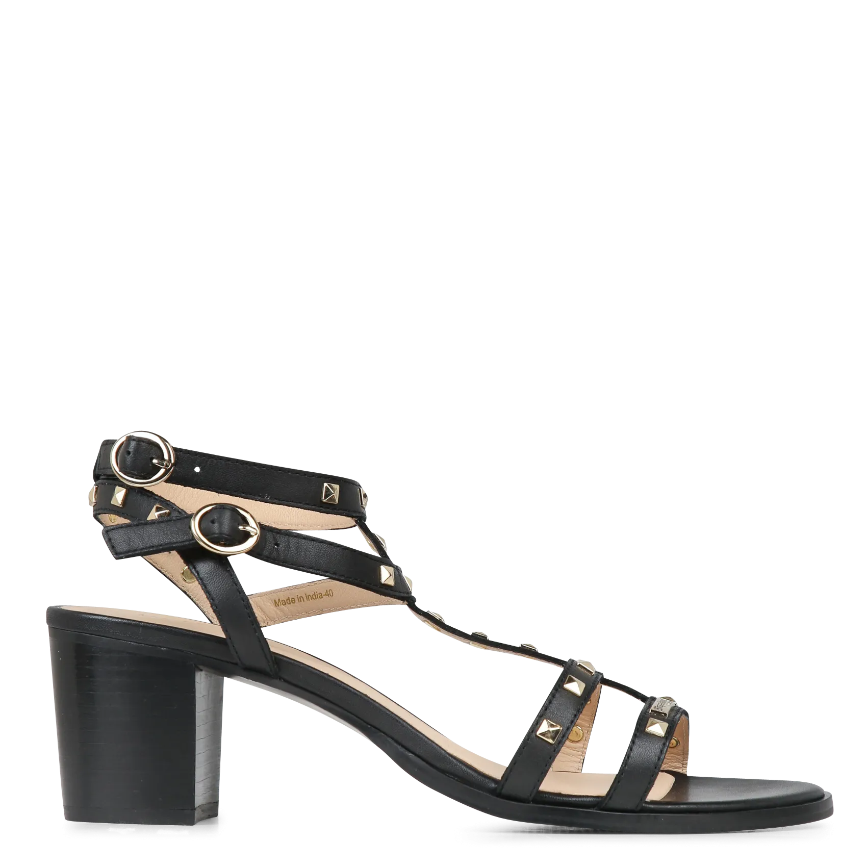 Sandales ouvertes cloutées à talons Noir LINALIE