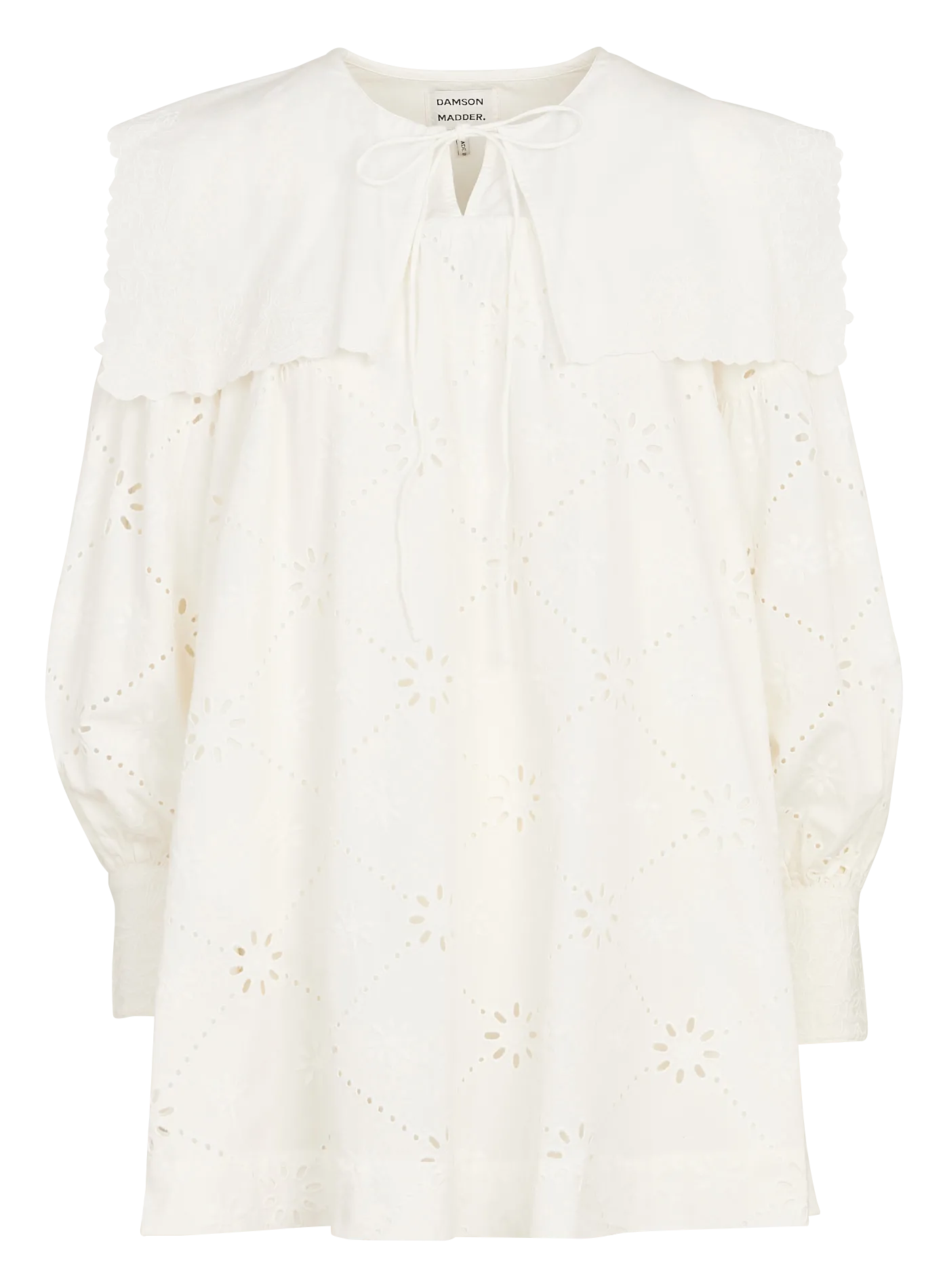 Blouse oversize en coton bio brodé Blanc CASSIDY