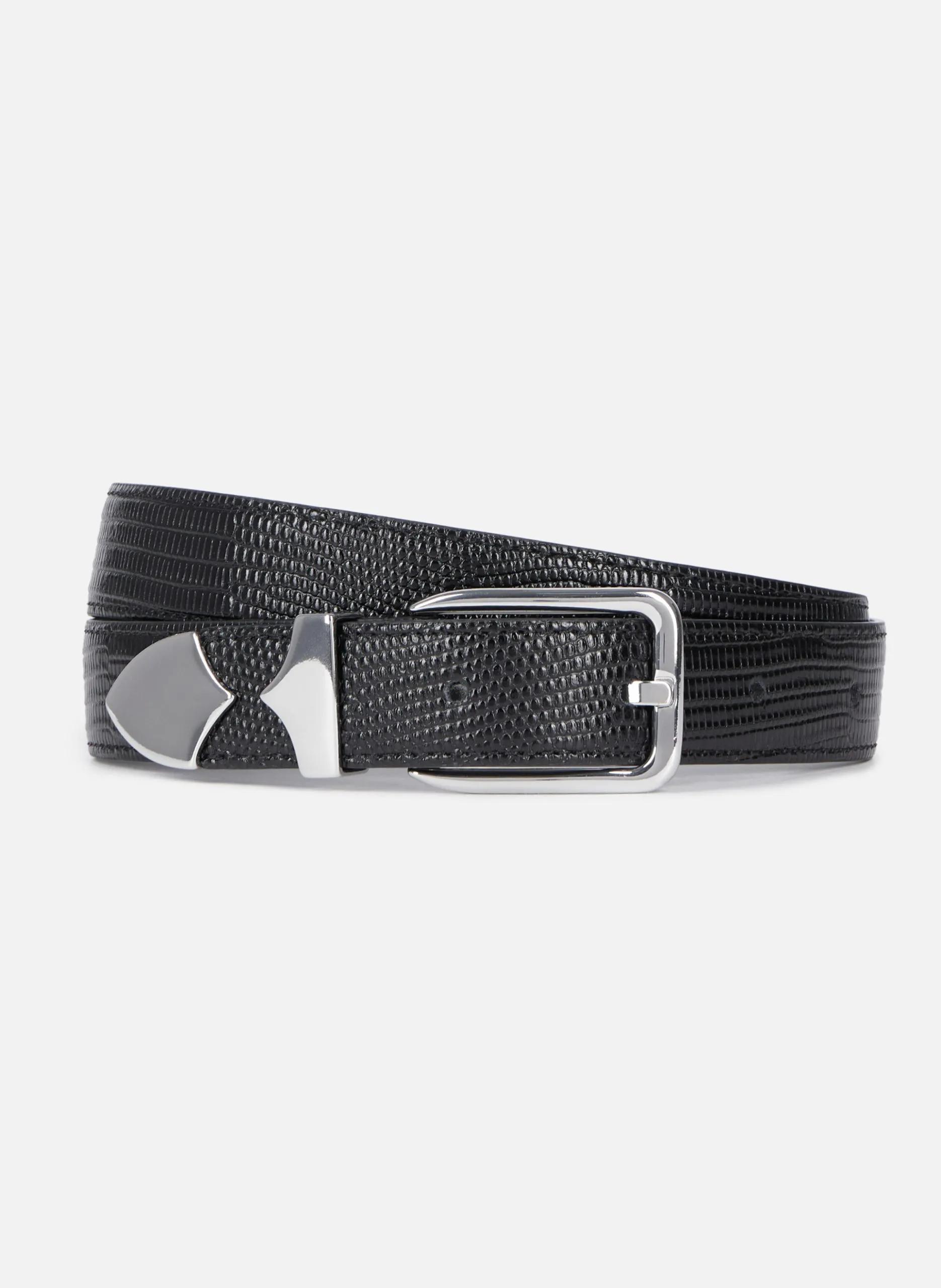 Ceinture en cuir effet crocodile Noir