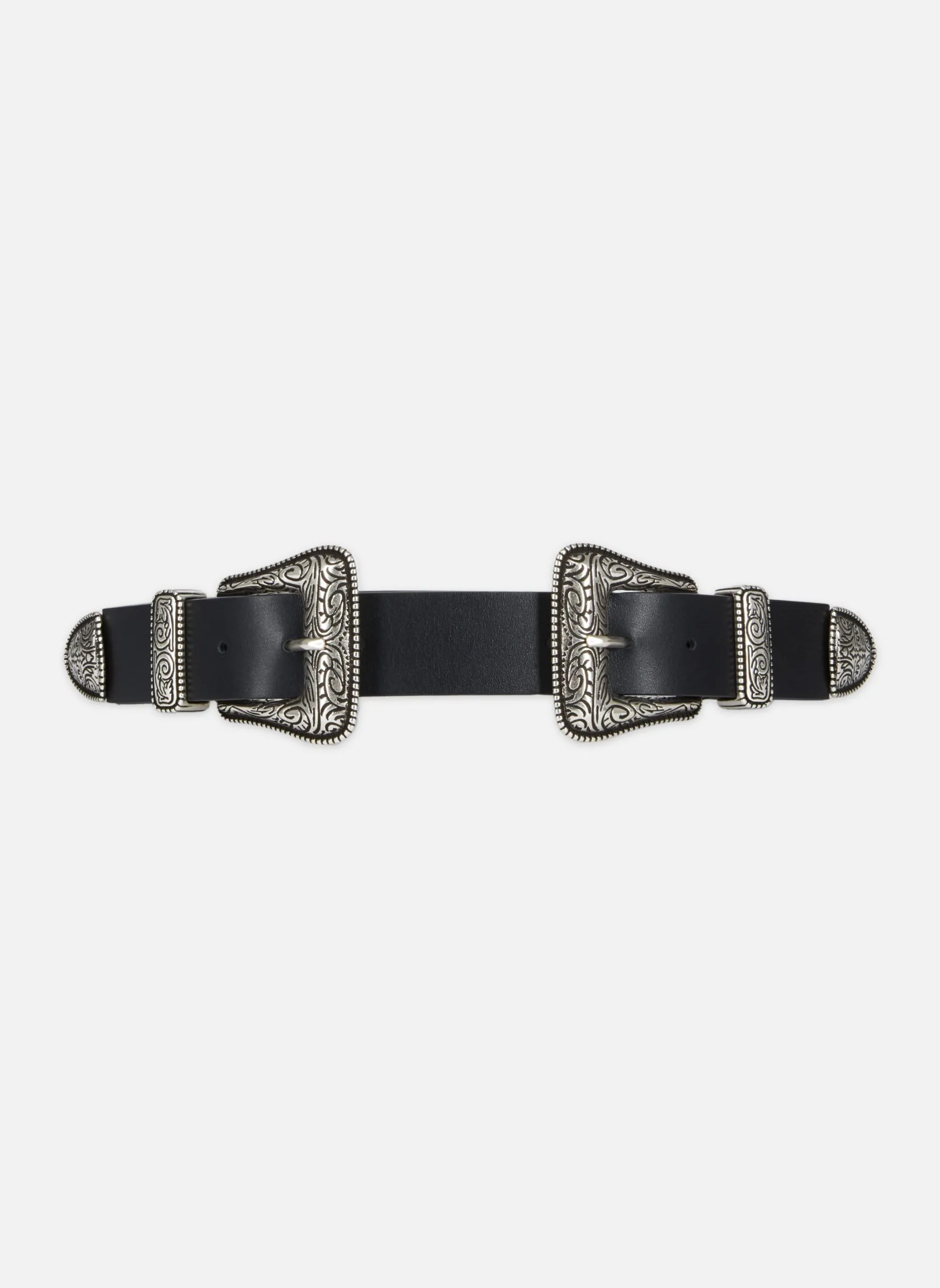 Ceinture large en cuir Noir