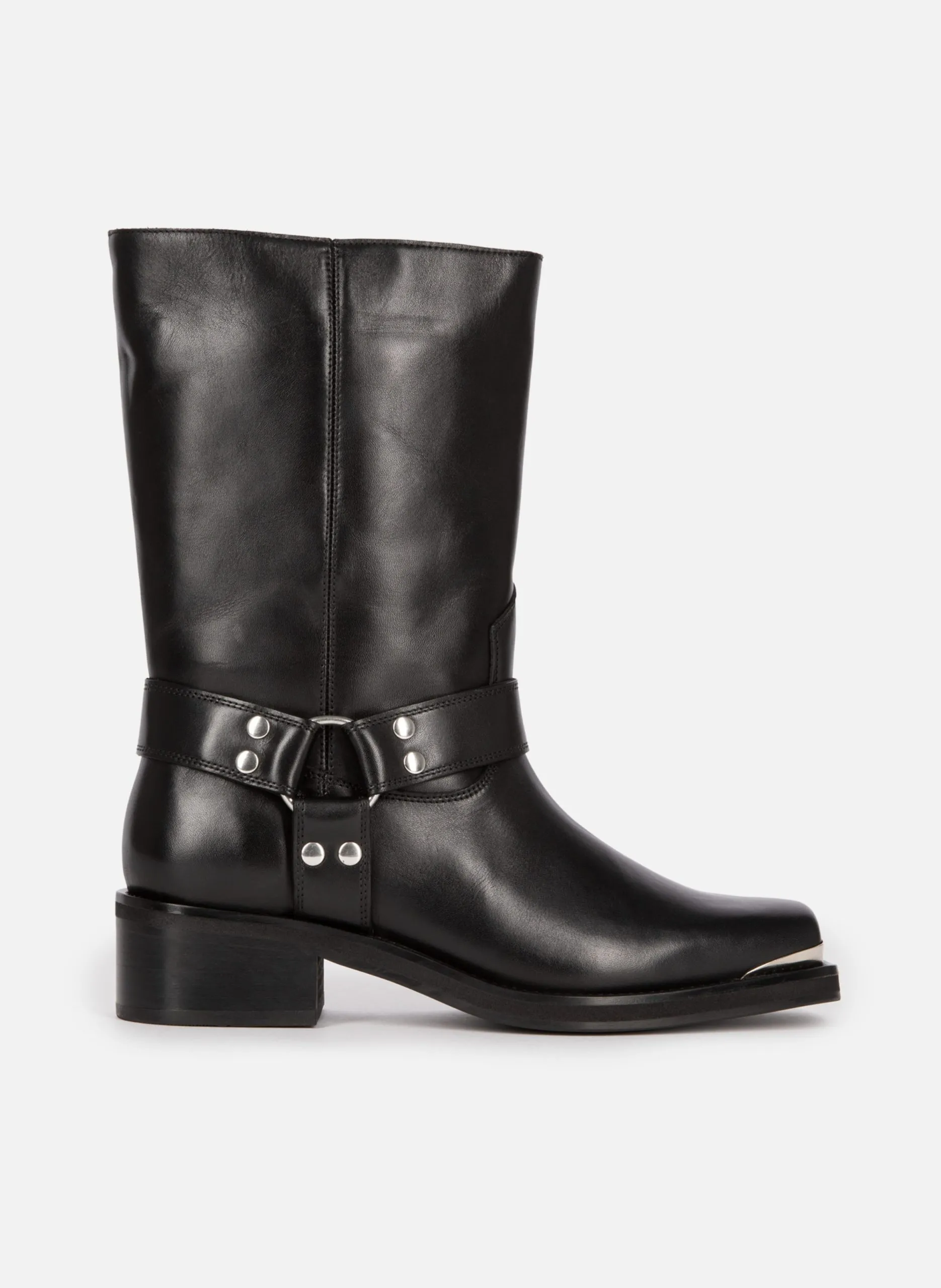 Bottes à sangles en cuir Noir