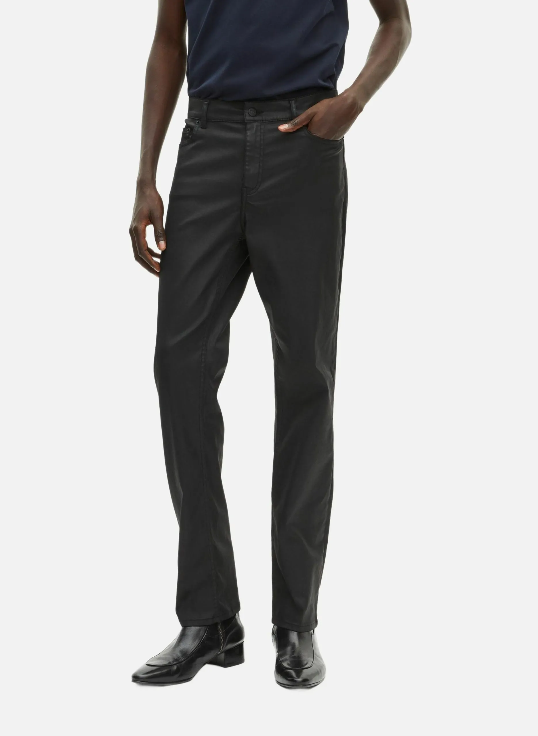 Jean slim effet cuir Noir