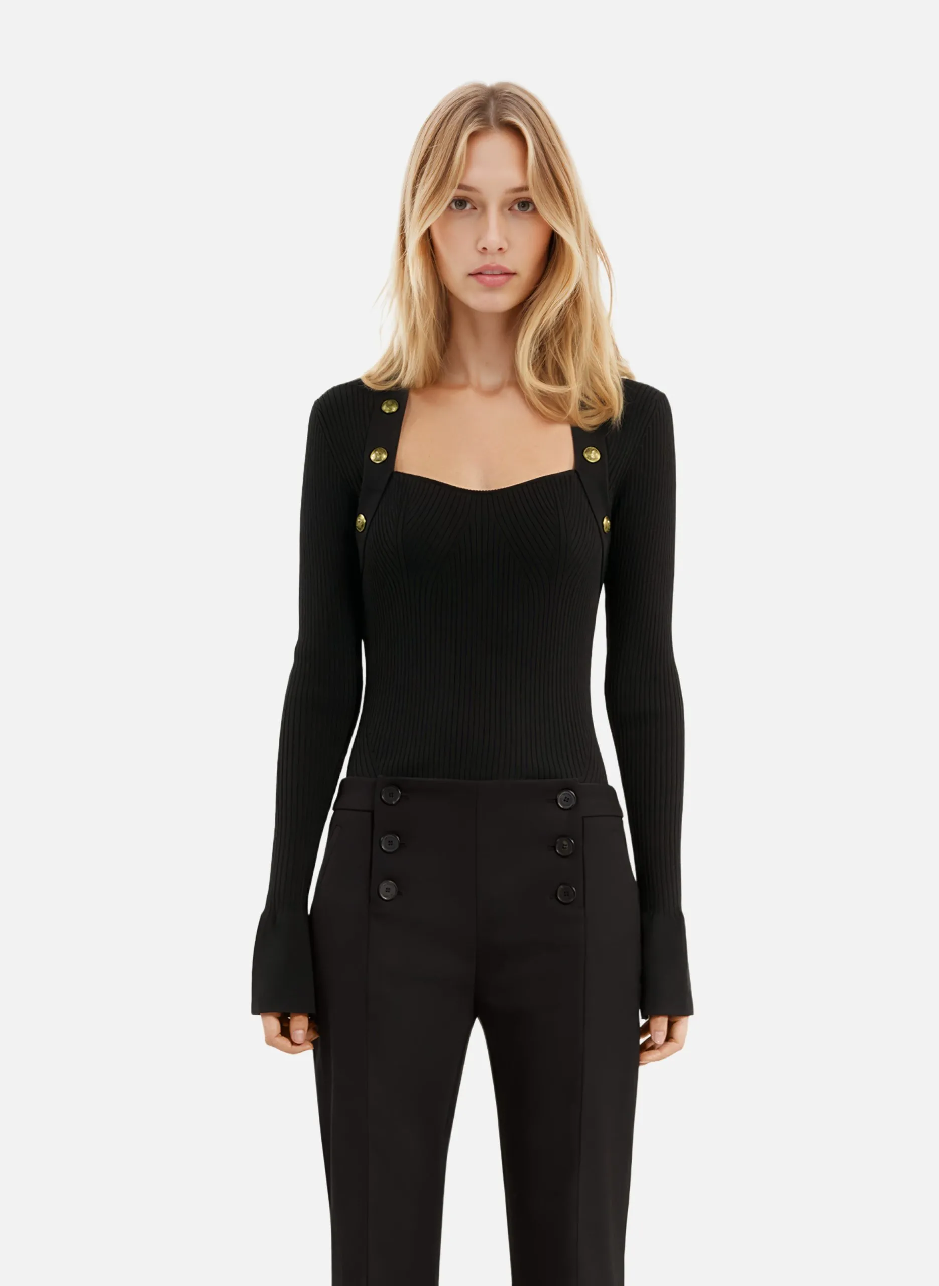 Pull en maille côtelée Noir