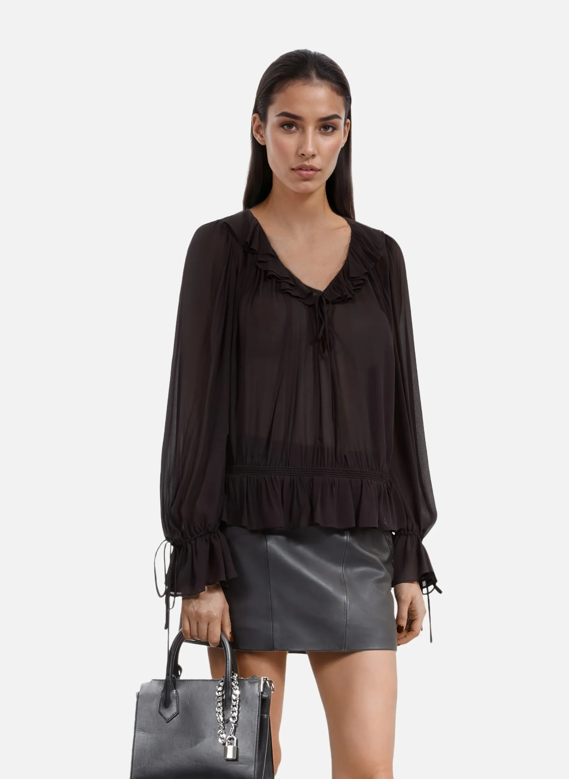 Blouse volanté Noir