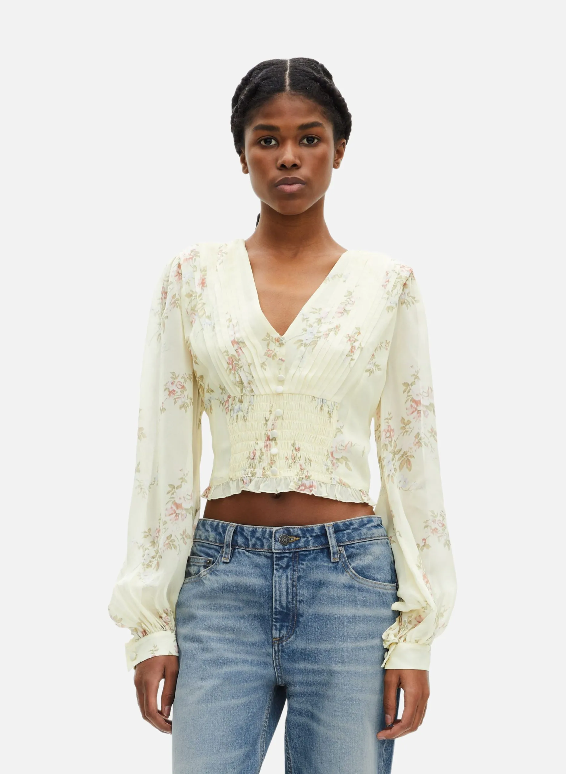 Top imprimé fleuri Jaune