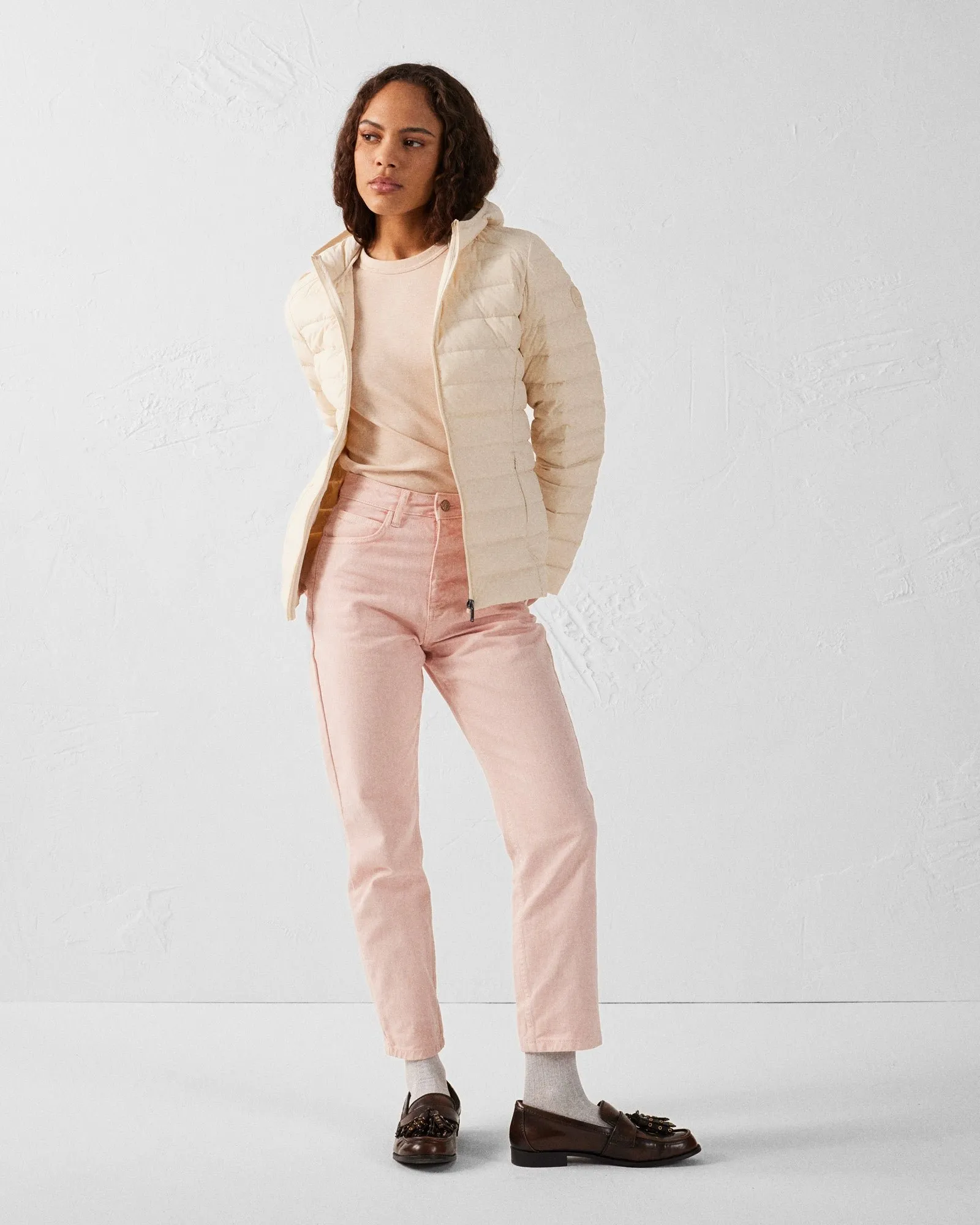 Doudoune à capuche stretch légère salma Blanc