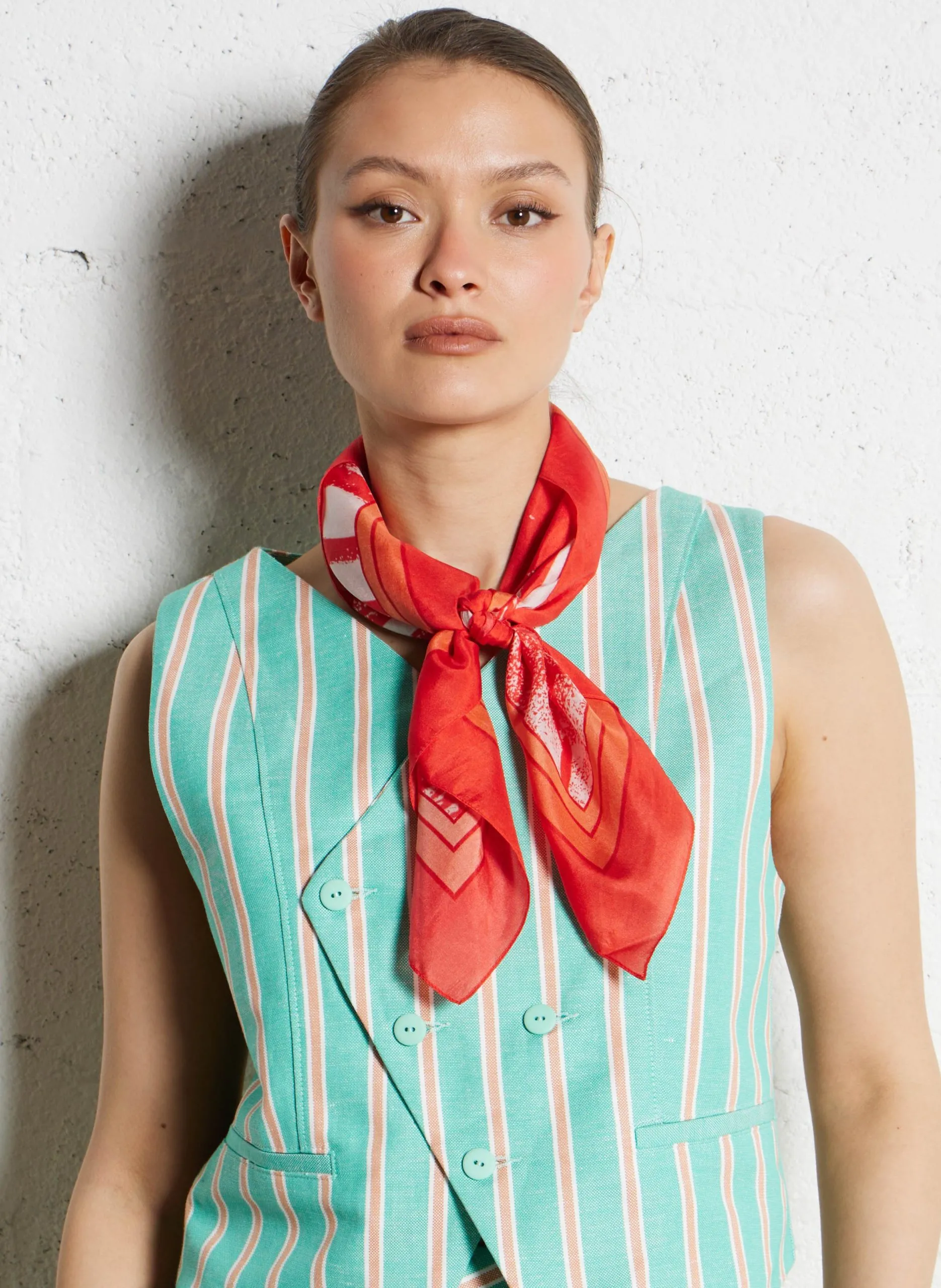 Foulard en soie imprimé Rouge ABRAMS