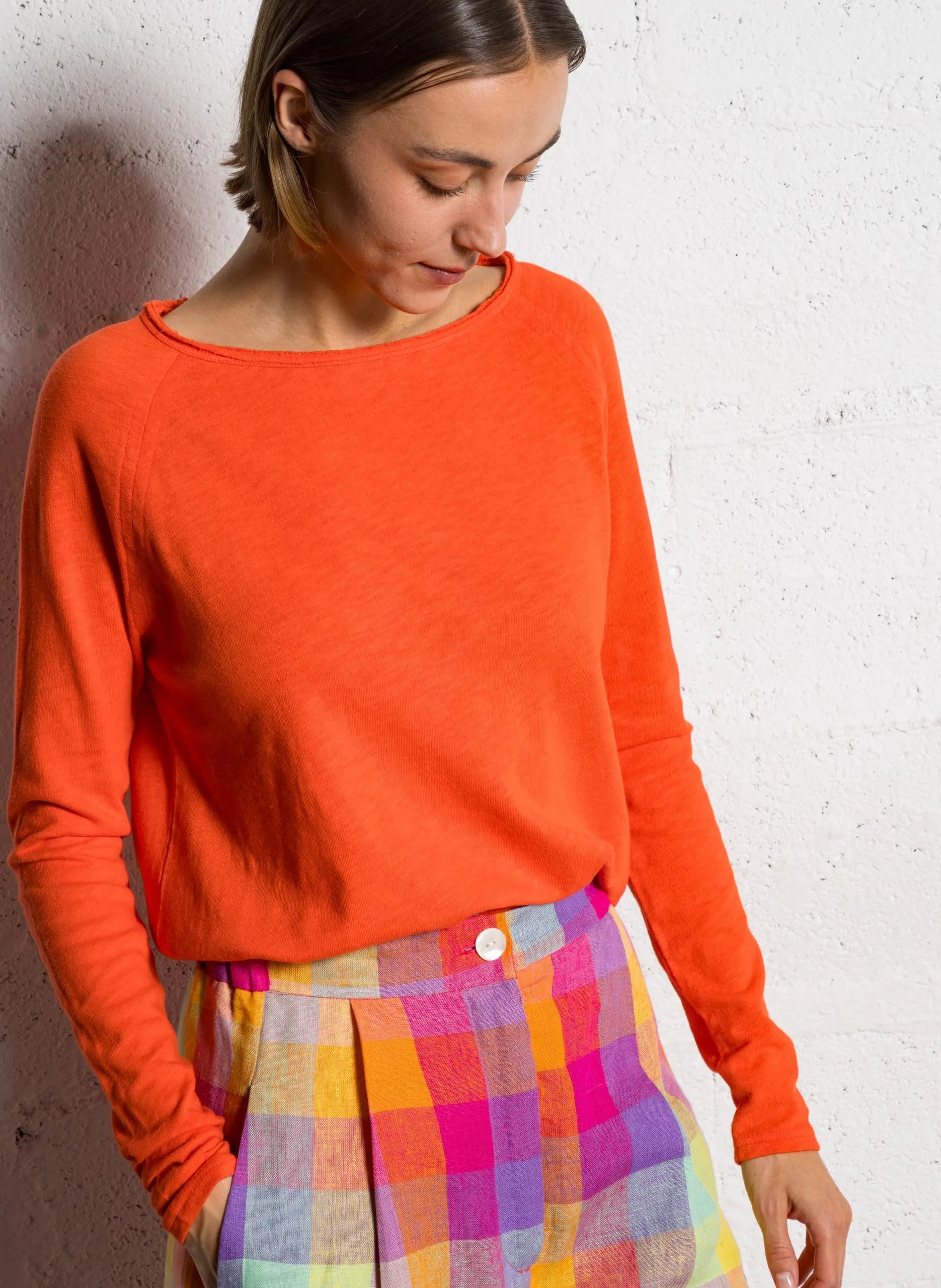 Tee-shirt à col bateau en coton Rouge SONOMA