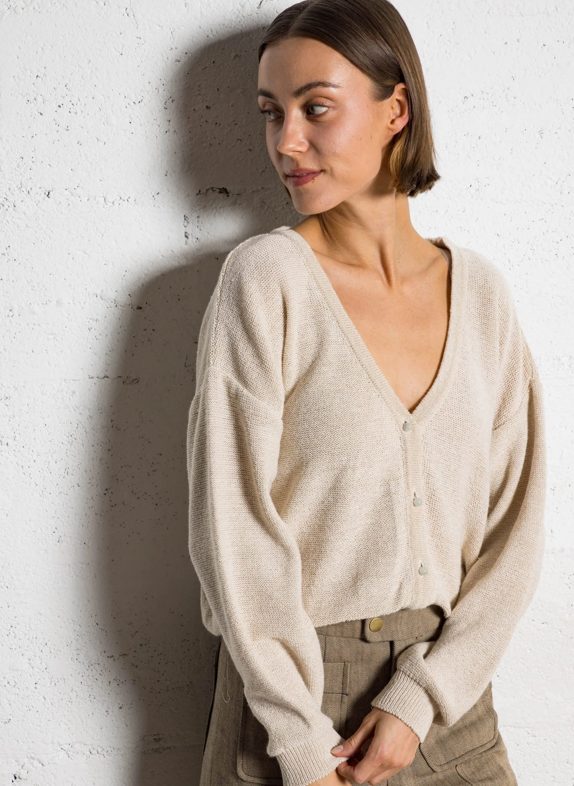 Gilet ample col V Blanc TINA