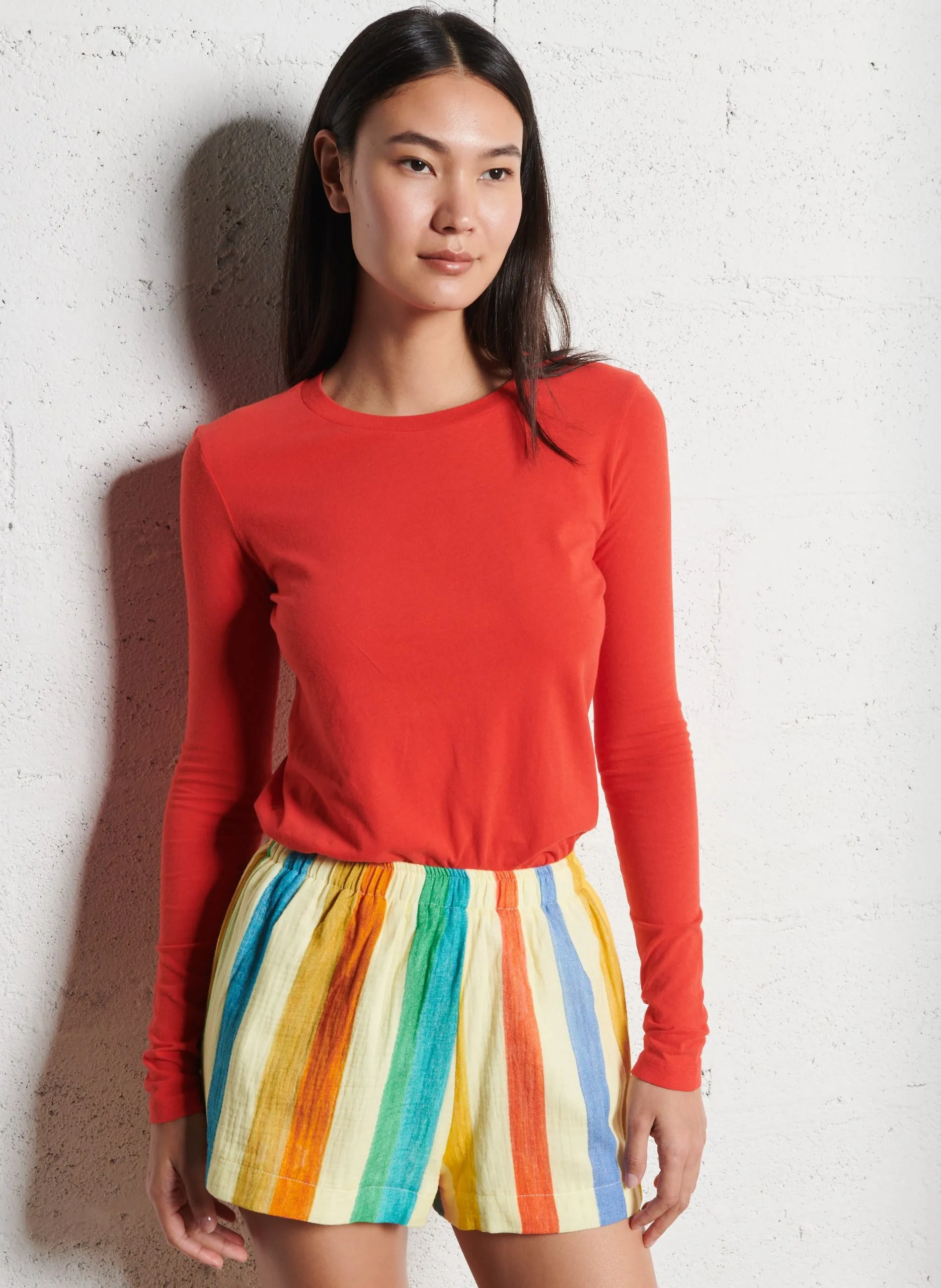 Tee-shirt col rond en coton Rouge GAMIPY