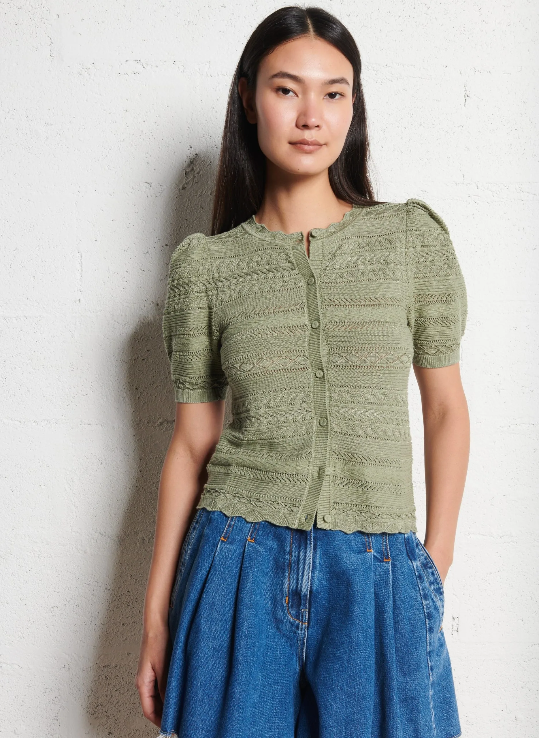 Gilet ajusté en coton mélangé Kaki VINAT