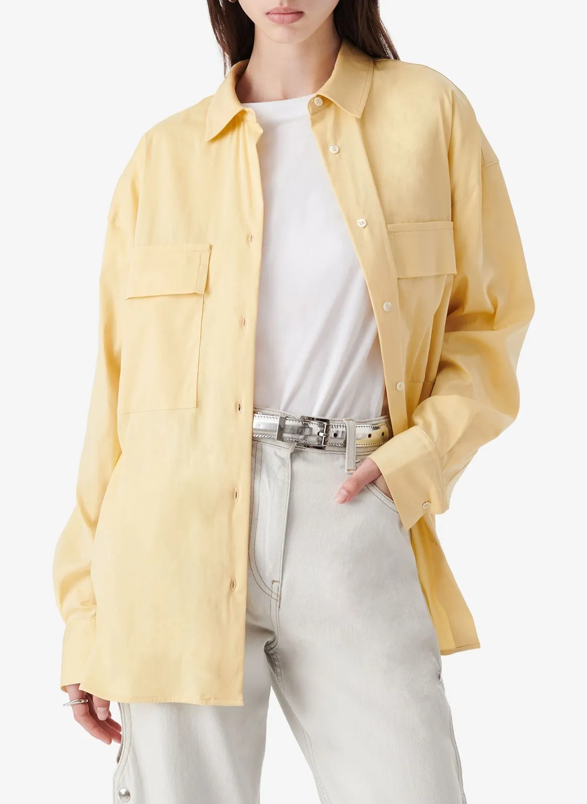 Chemise droite boutonnée Jaune HILONA
