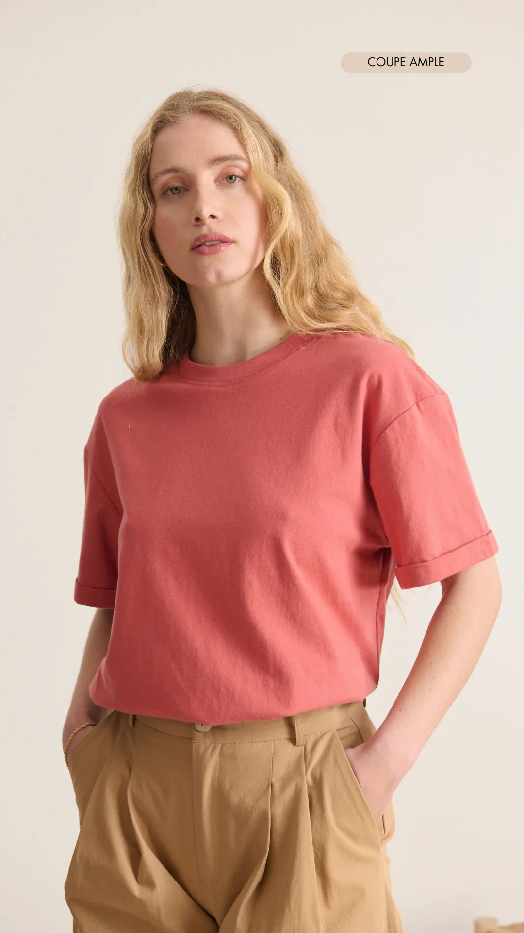 T-shirt manches courtes uni Rose VISTA