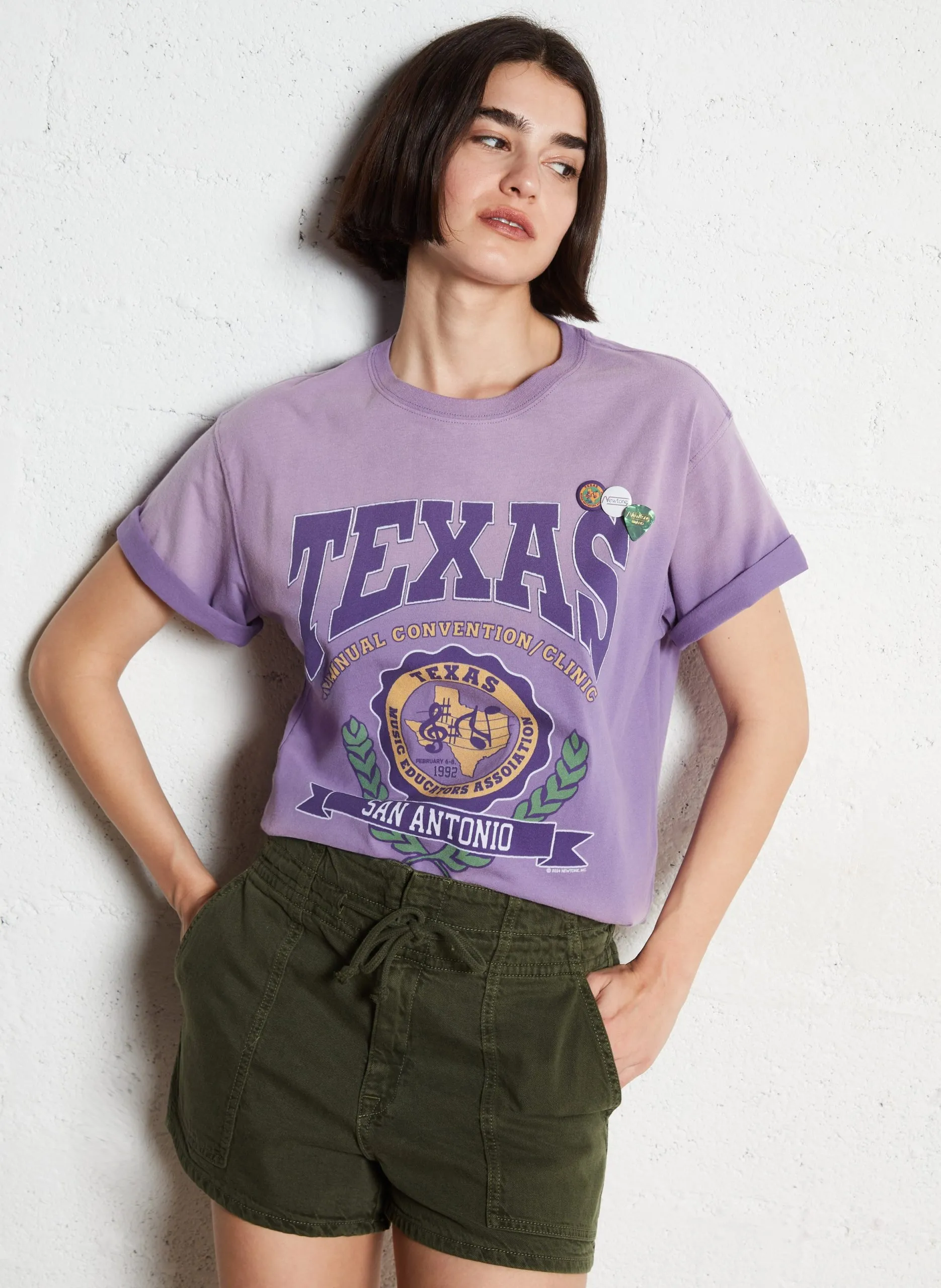 Tee-shirt col rond en coton Violet TEXAS