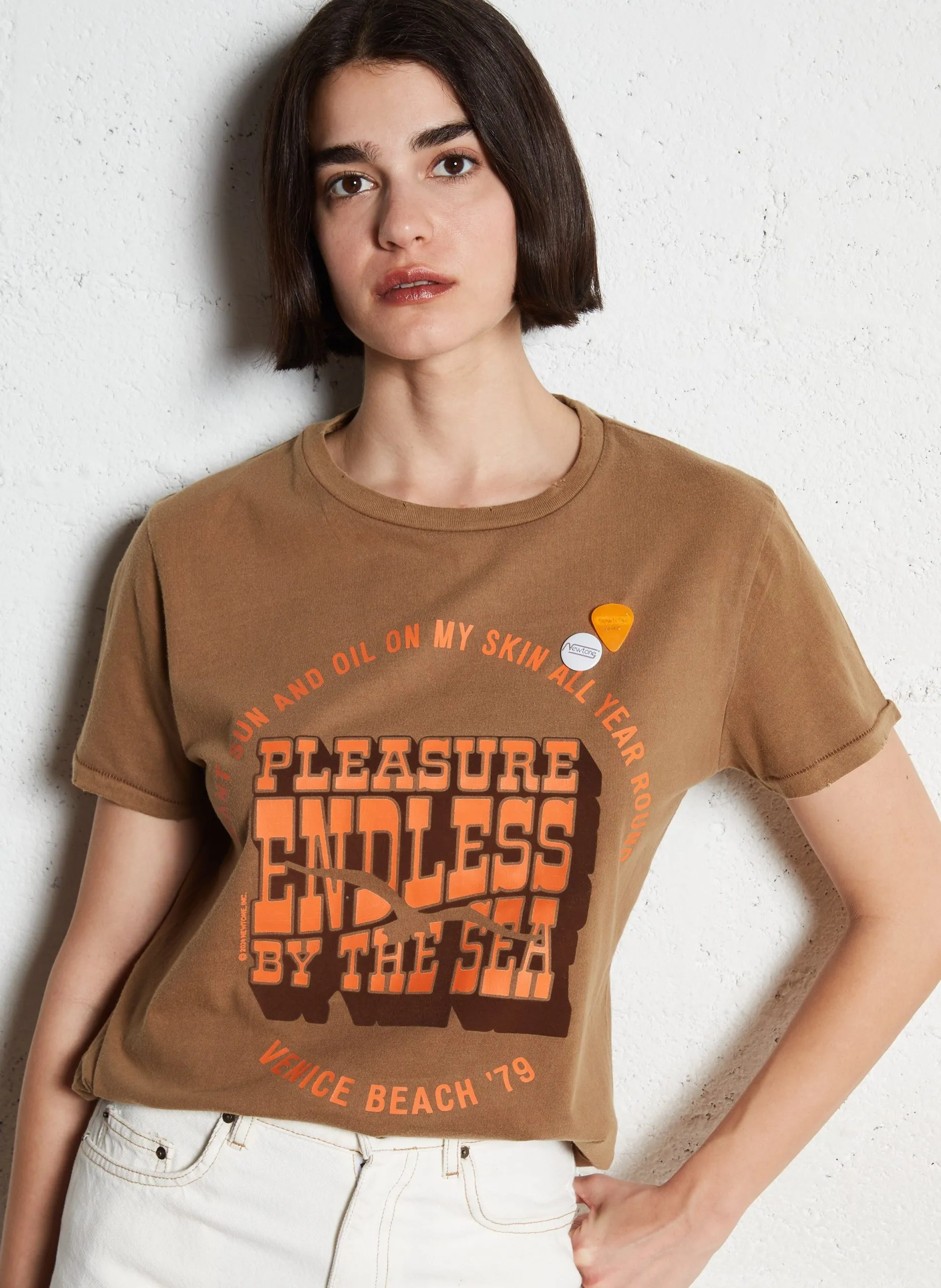 Tee-shirt col rond en coton Marron STARLIGHT ENDLESS