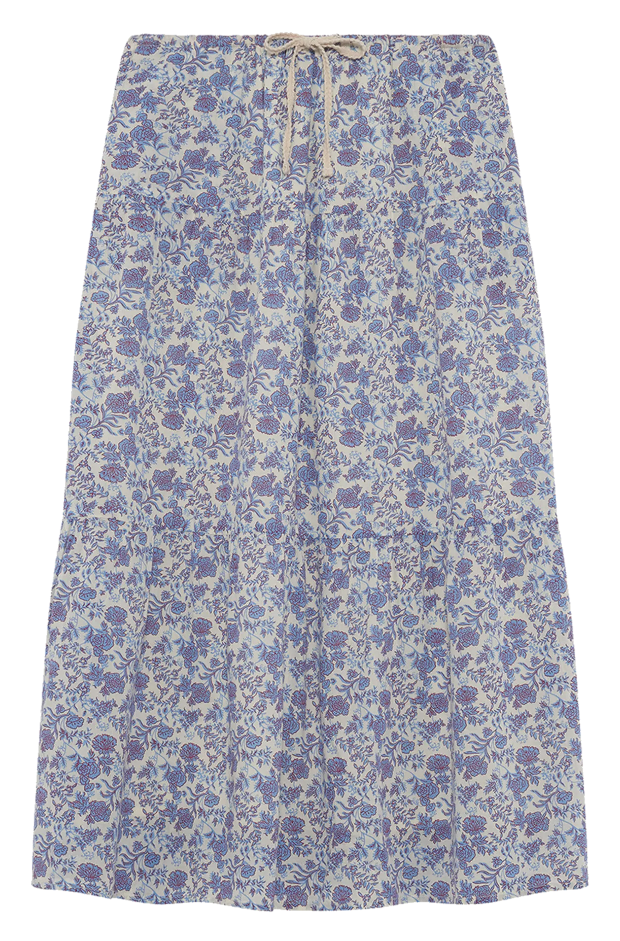 Jupe midi évasée en coton Beige SALOME