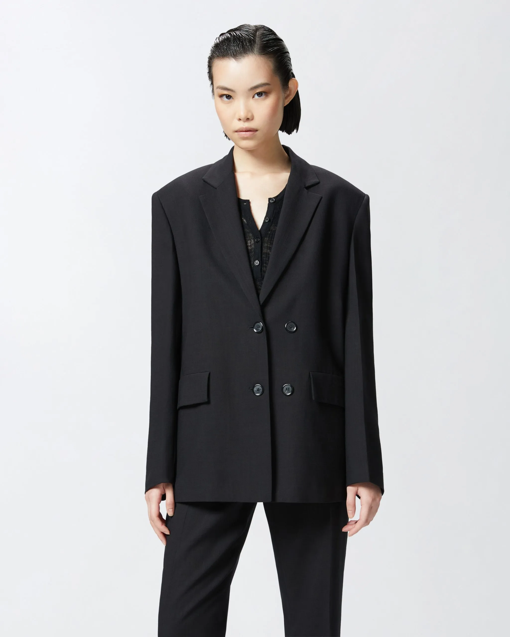 Blazer féminin inspiré des hommes Noir