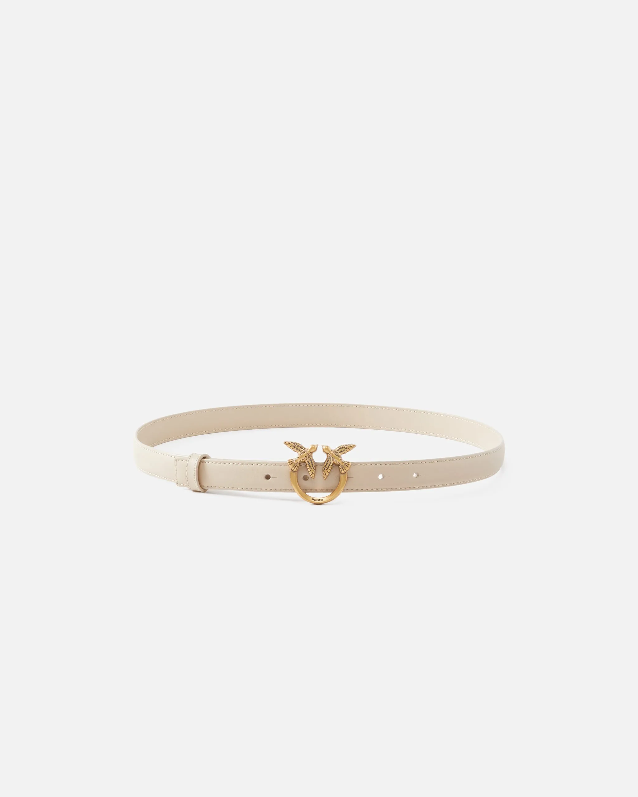 Fine ceinture love birds en cuir 2cm Beige