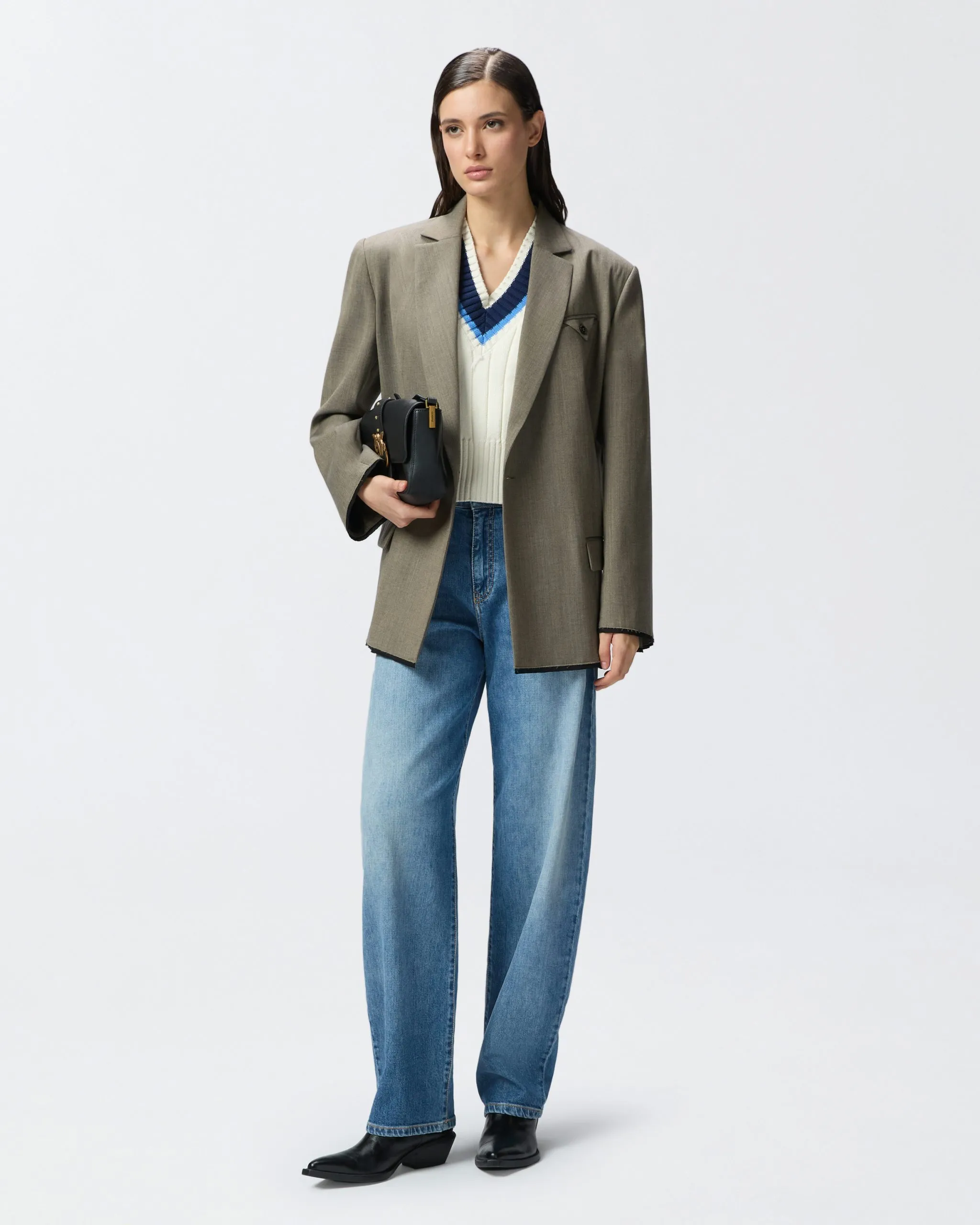 Jean ballon à jambe enveloppante Bleu