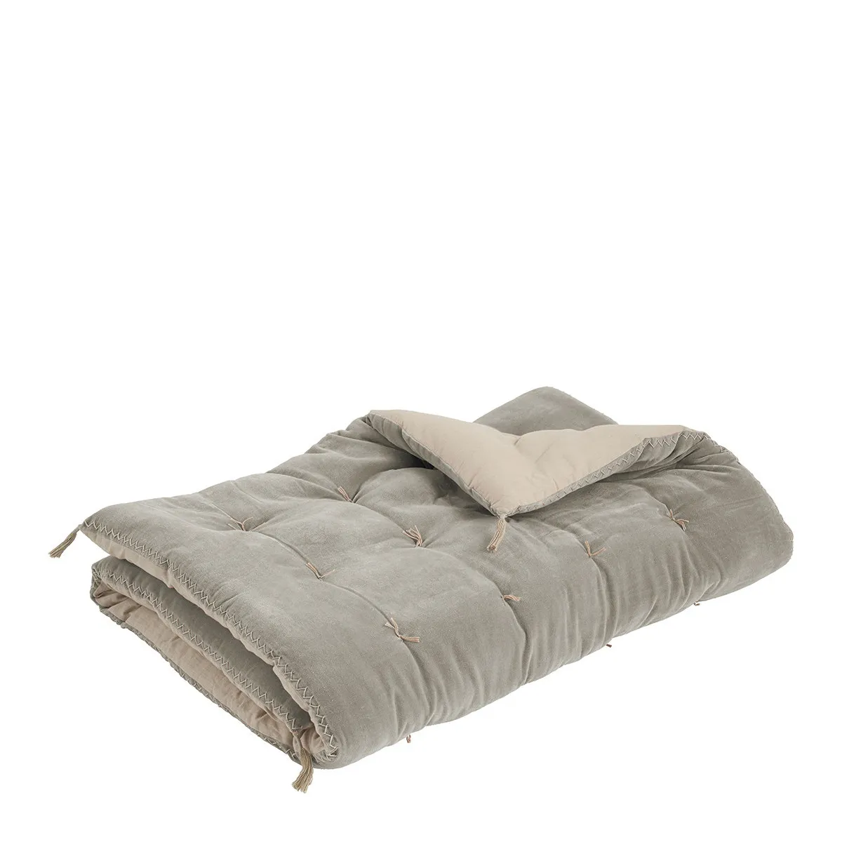 Futon mattéo en velours de coton et lin - 180 x 80 cm - gris Gris MATTEO
