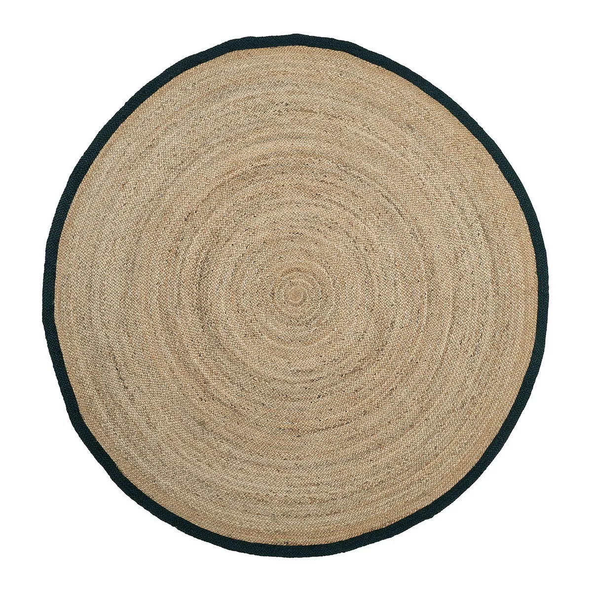 Tapis cercle rond en jute ourlé noir - ¿ 200 cm Beige CERCLE