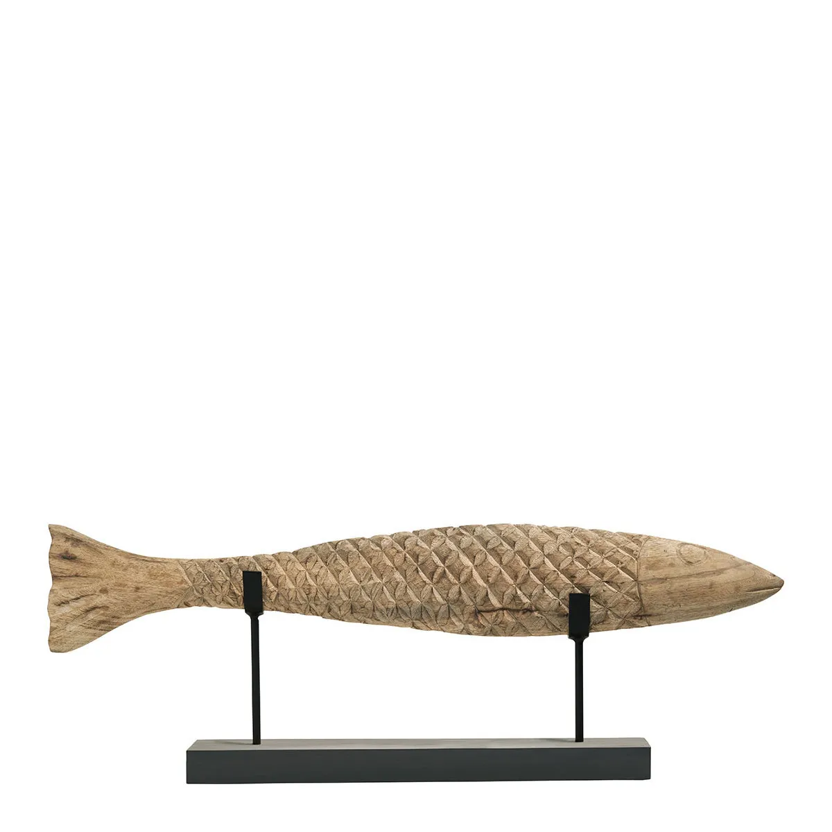 Statue poisson en manguier et métal - grand modèle Beige POISSON