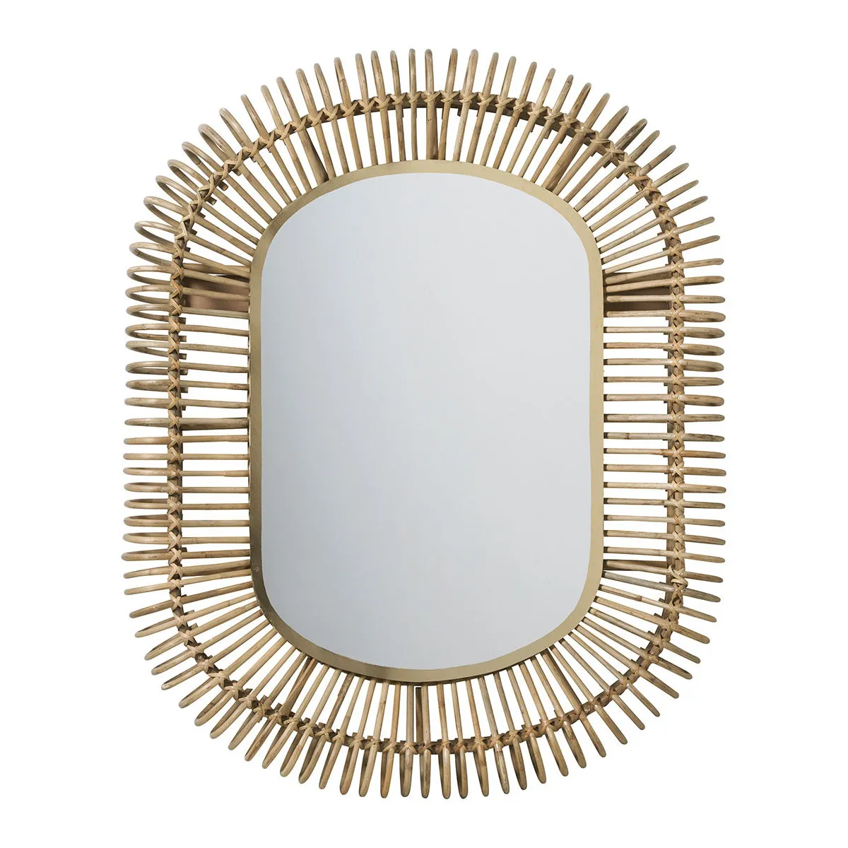 Miroir salomé ovale en rotin et métal - grand modèle - h. 105 cm Doré SALOME