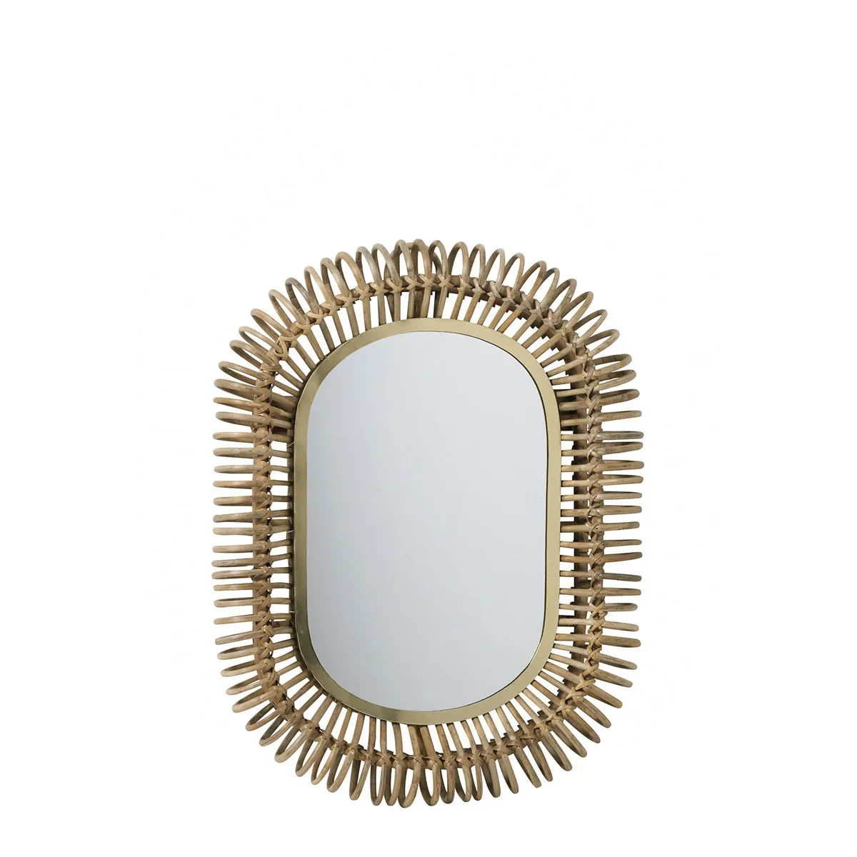 Miroir salomé ovale en rotin et métal - petit modèle - h. 70 cm Doré SALOME