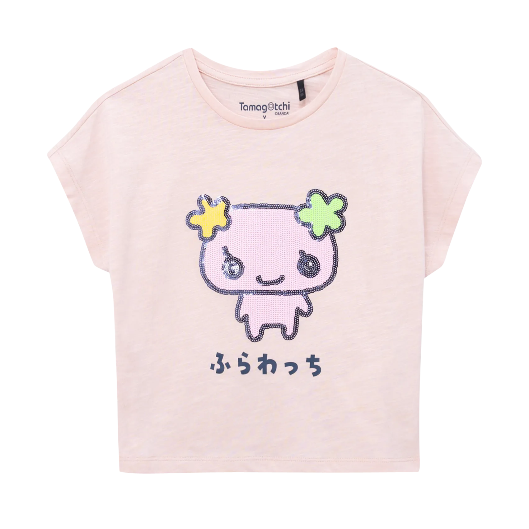 TAMAGOTCHI x IKKS - Tee-shirt droit en coton brodé Rose