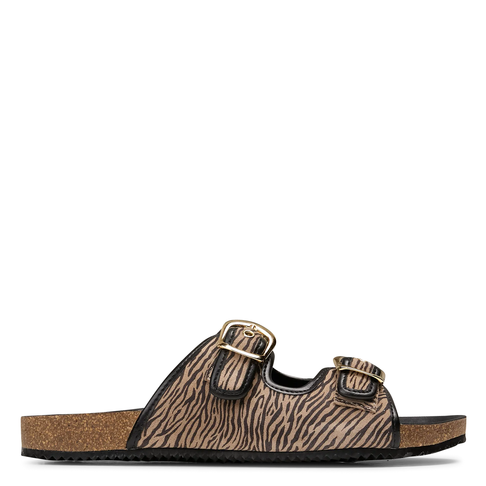 Sandales plates à brides zébrées Beige REGINA