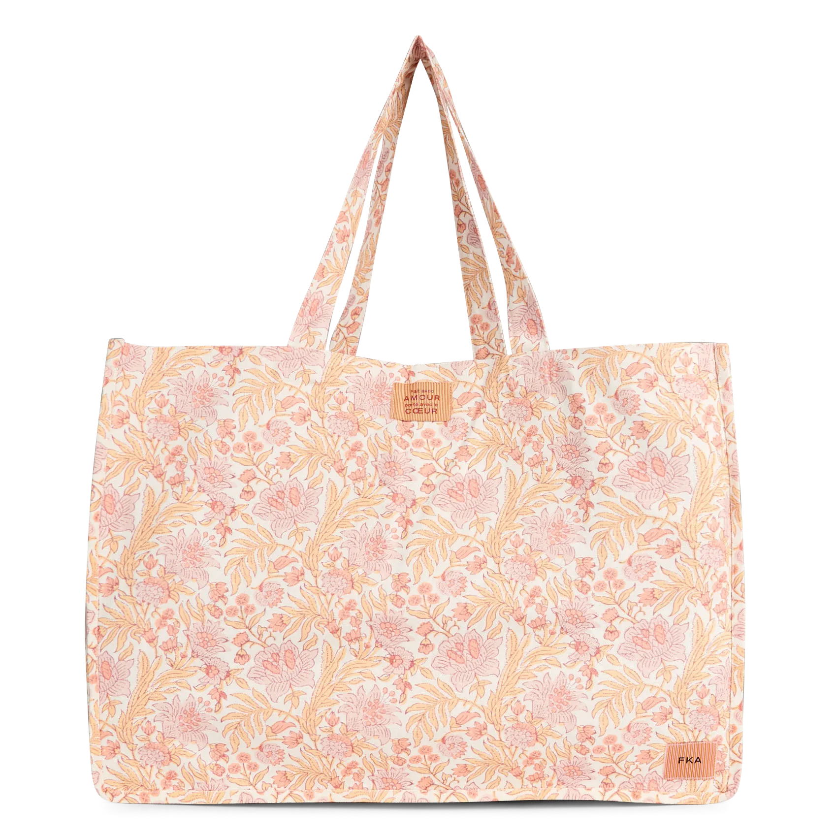 Tote bag en coton imprimé Orange KATYE