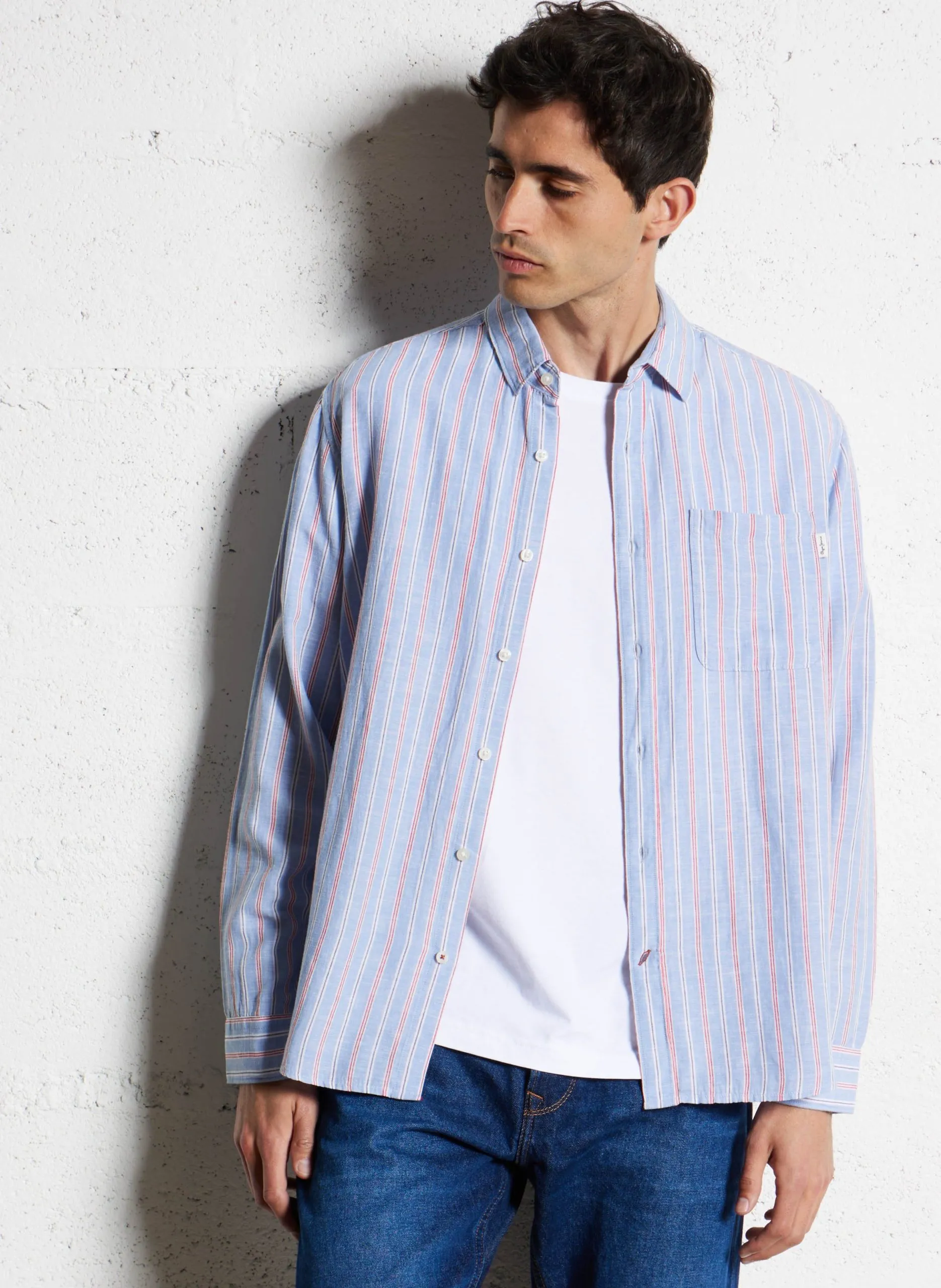 Chemise regular rayée Bleu