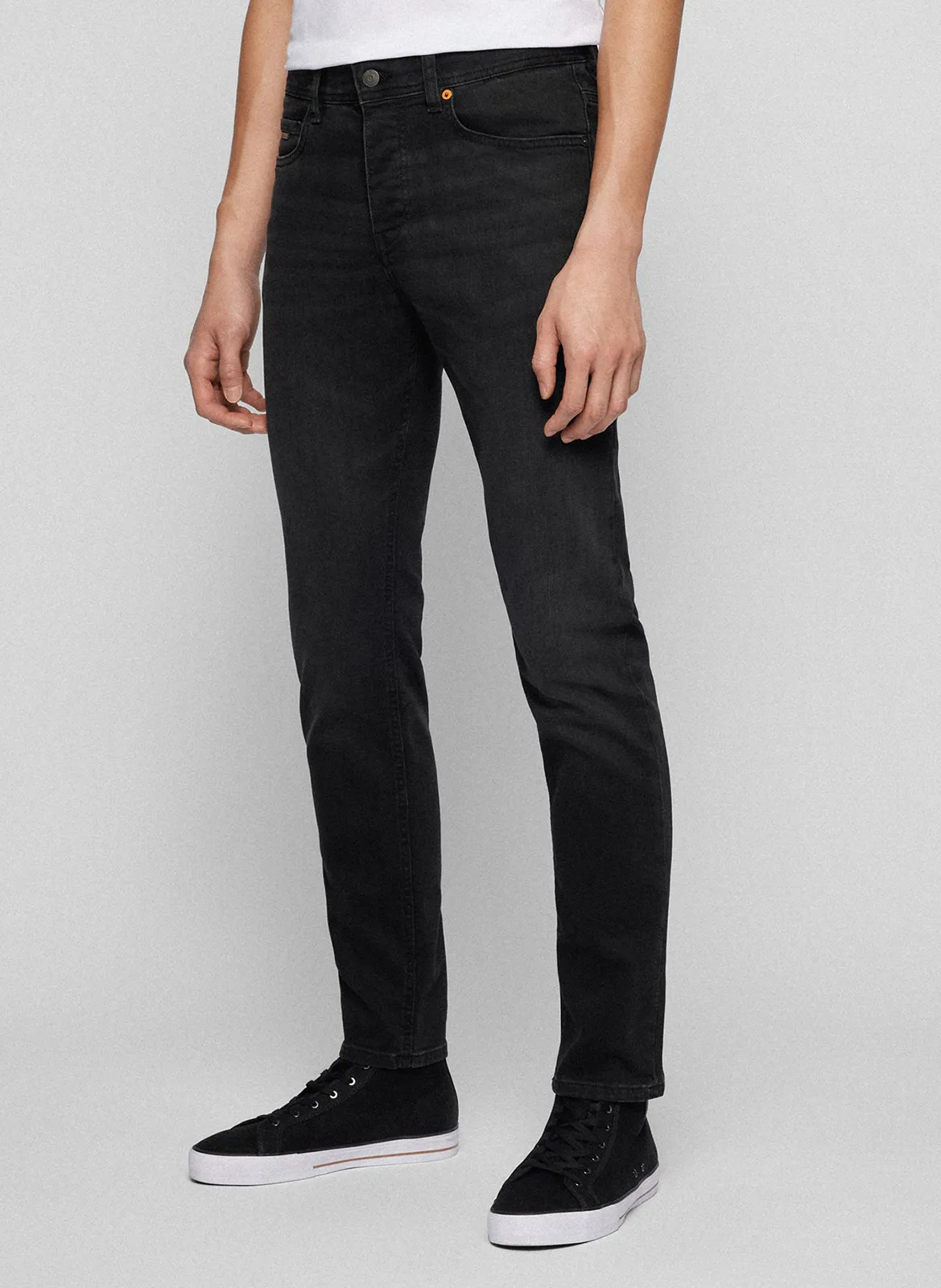 Jean tapered en coton mélangé Noir