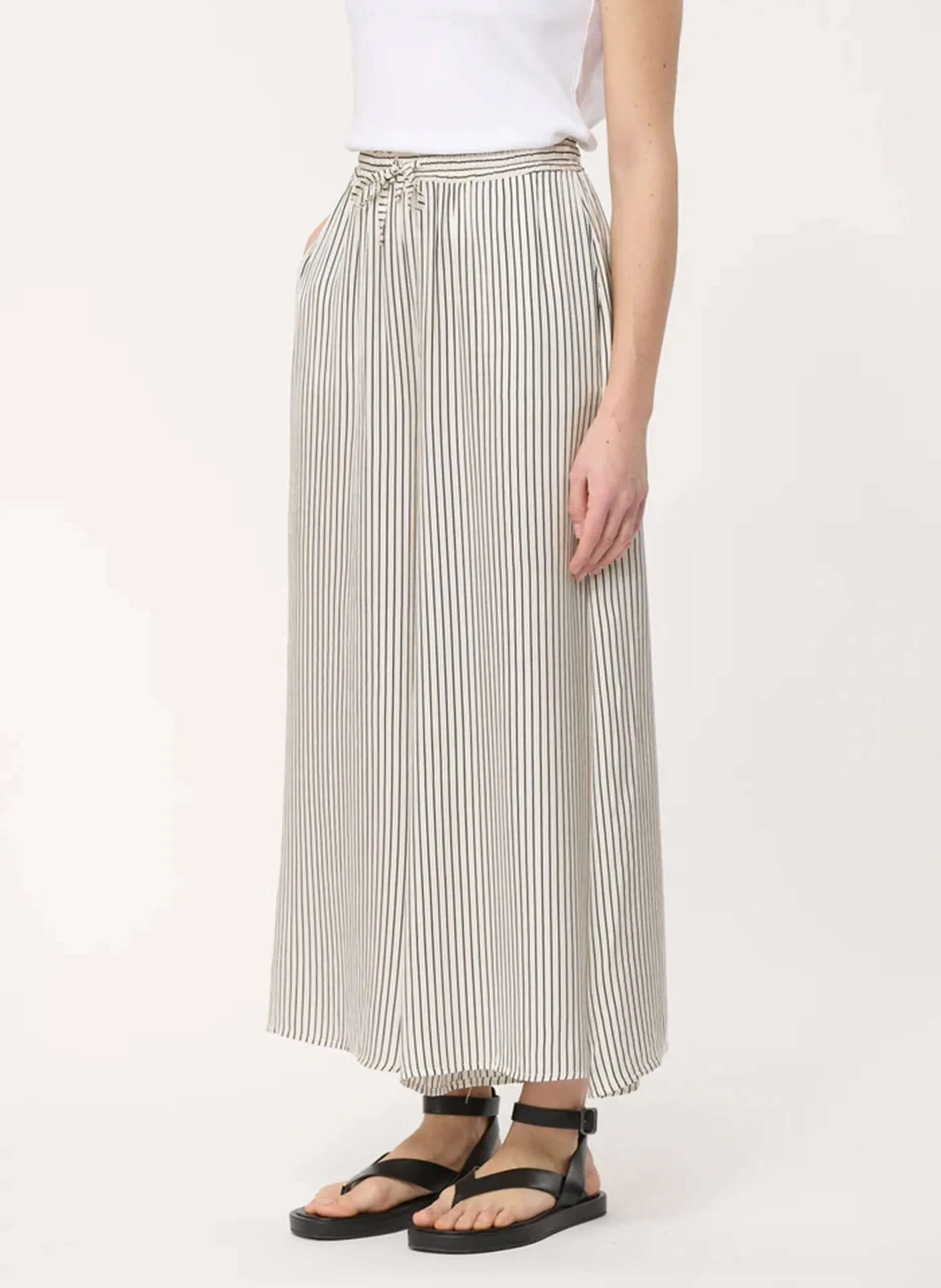 Pantalon large rayé Blanc