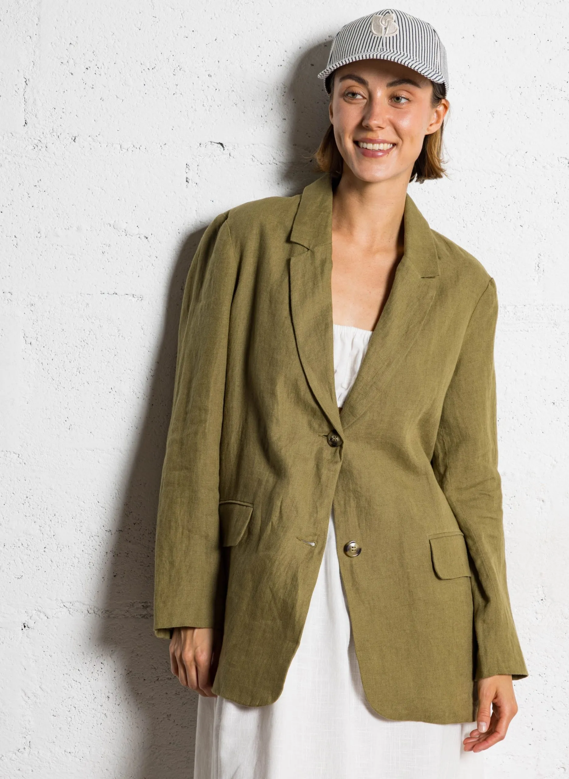 Veste tailleur en lin Kaki ROB