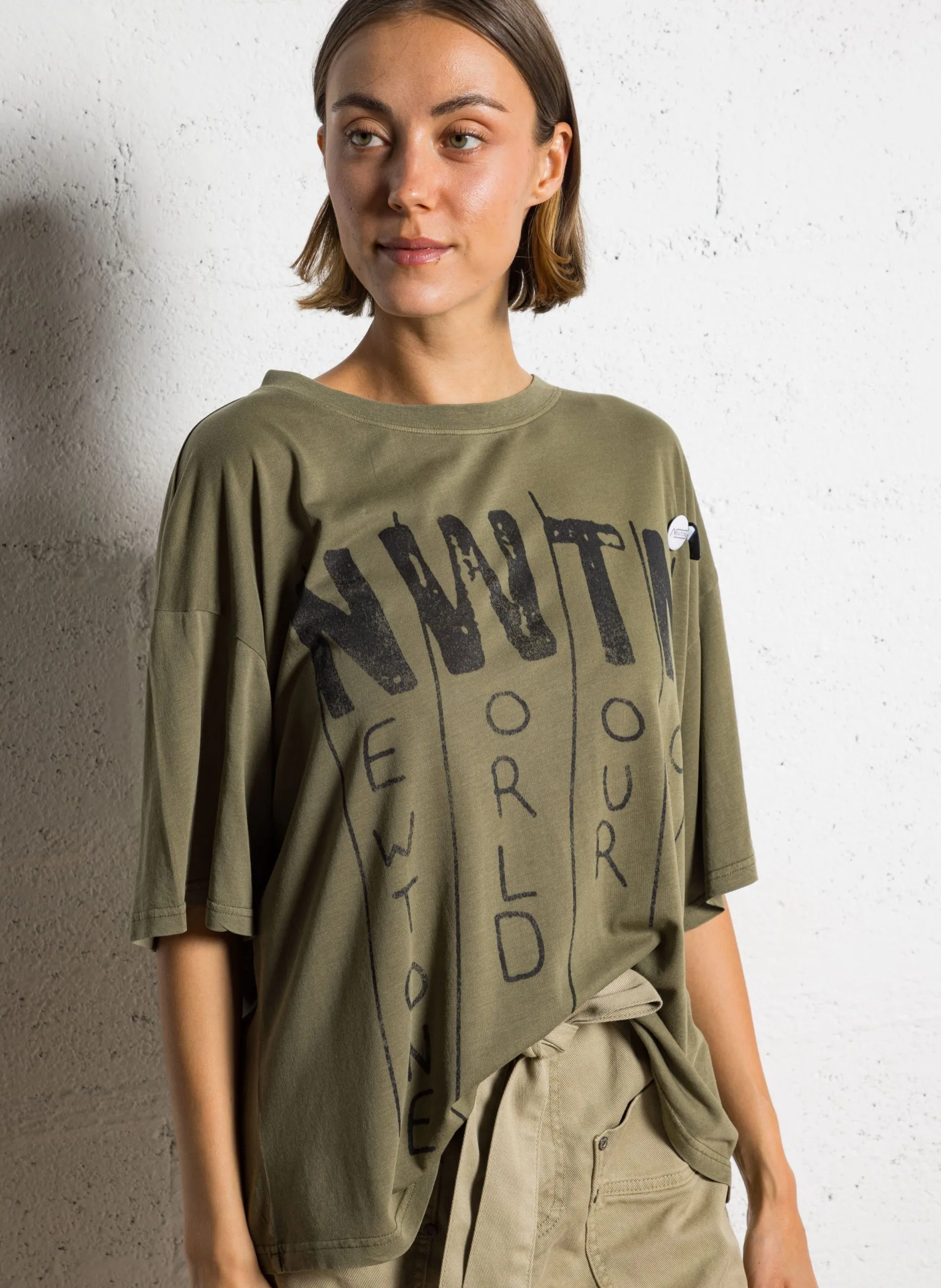 Tee-shirt col rond Kaki LYNN NOISE