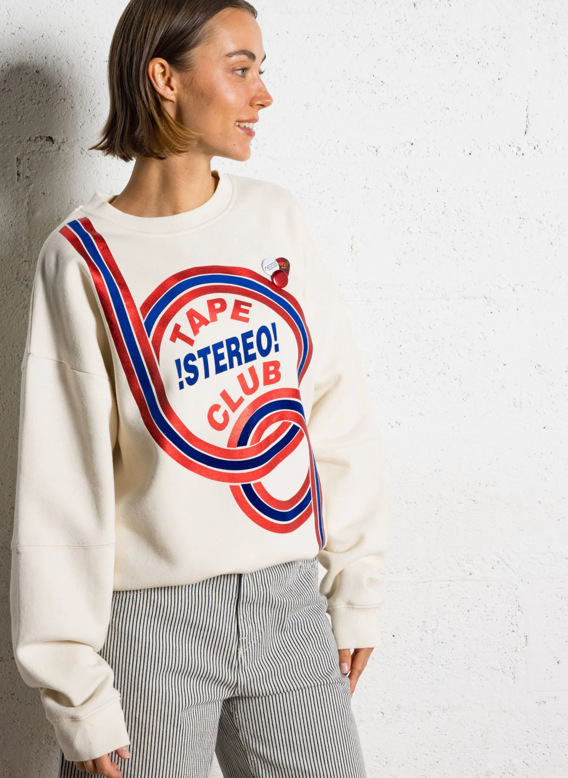 Sweat en coton mélangé Beige ROLLER TAPE