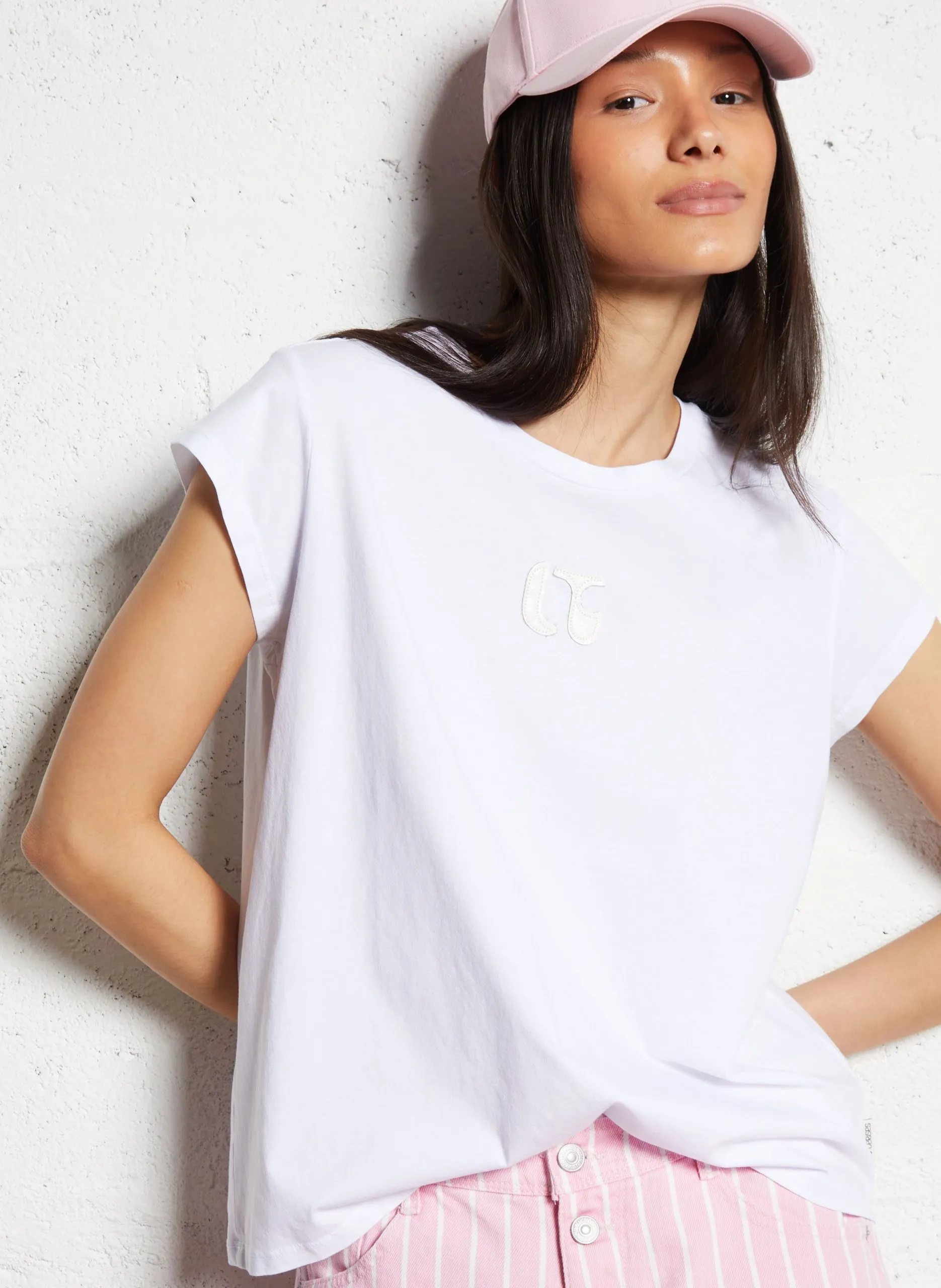 Tee-shirt col rond en coton Blanc ALDO