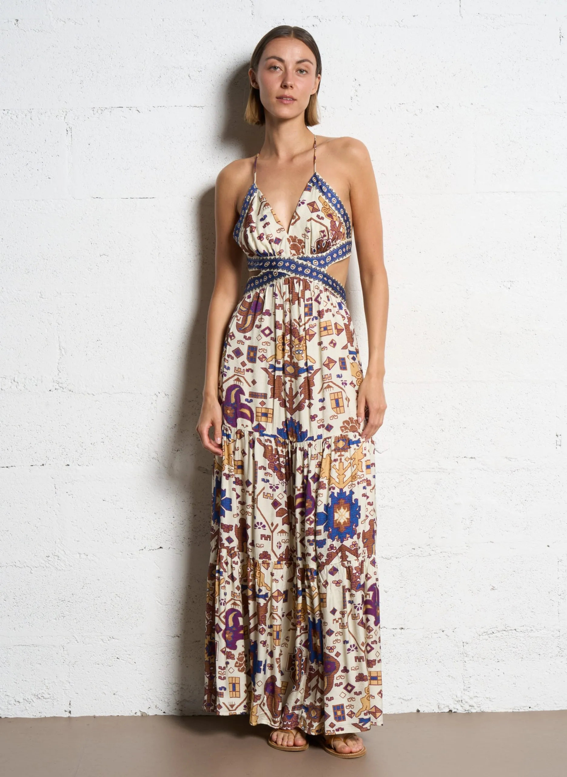 Robe midi imprimée Beige VEALY