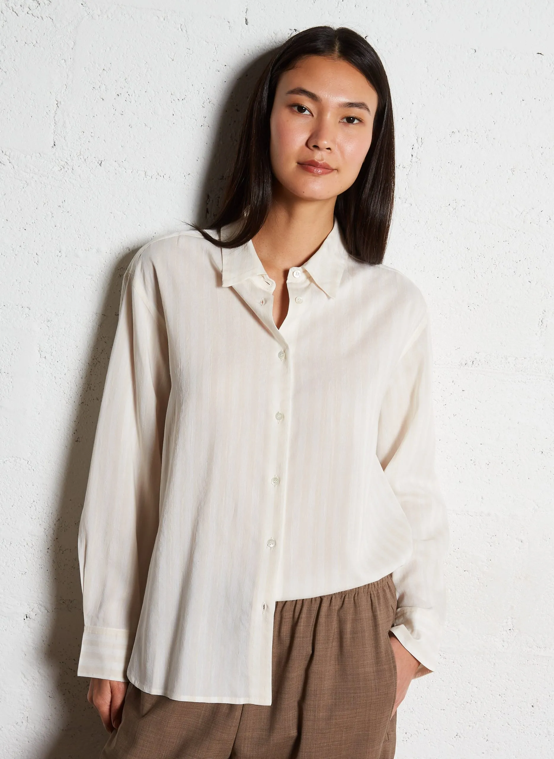 Chemise oversize rayée Beige YAIZA