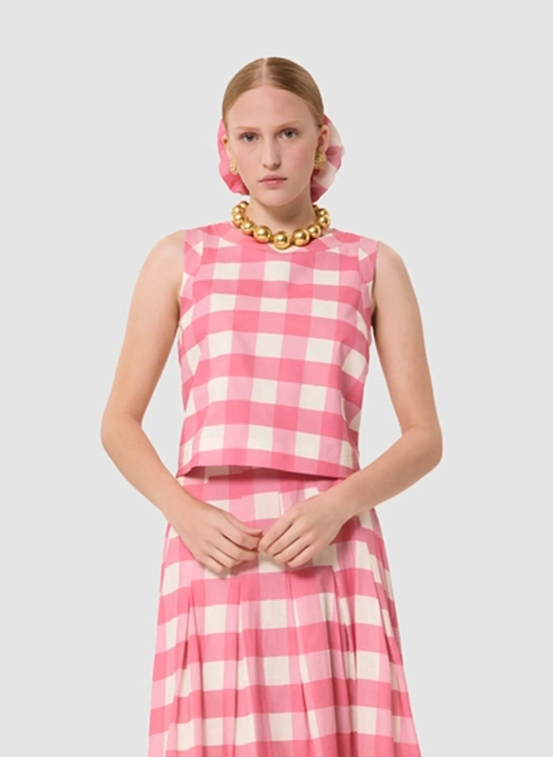 Top droit en lin mélangé Rose TEPEE