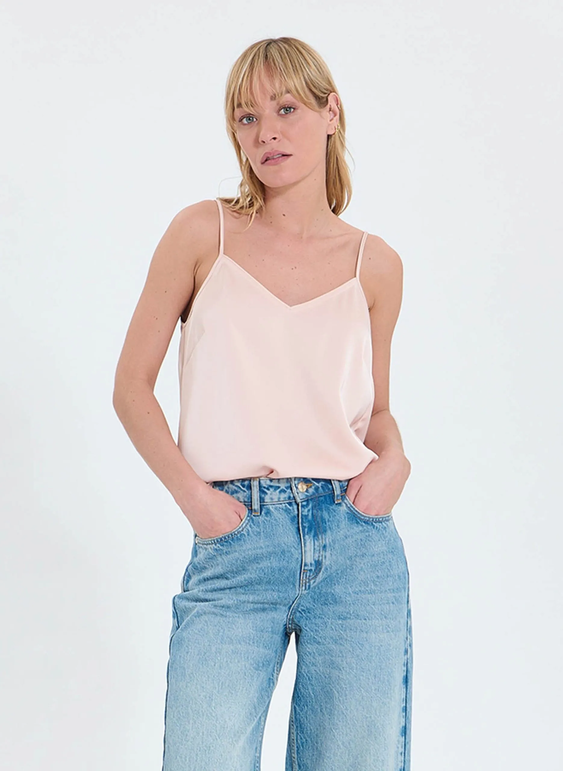 Top droit satiné Rose TAILAYA