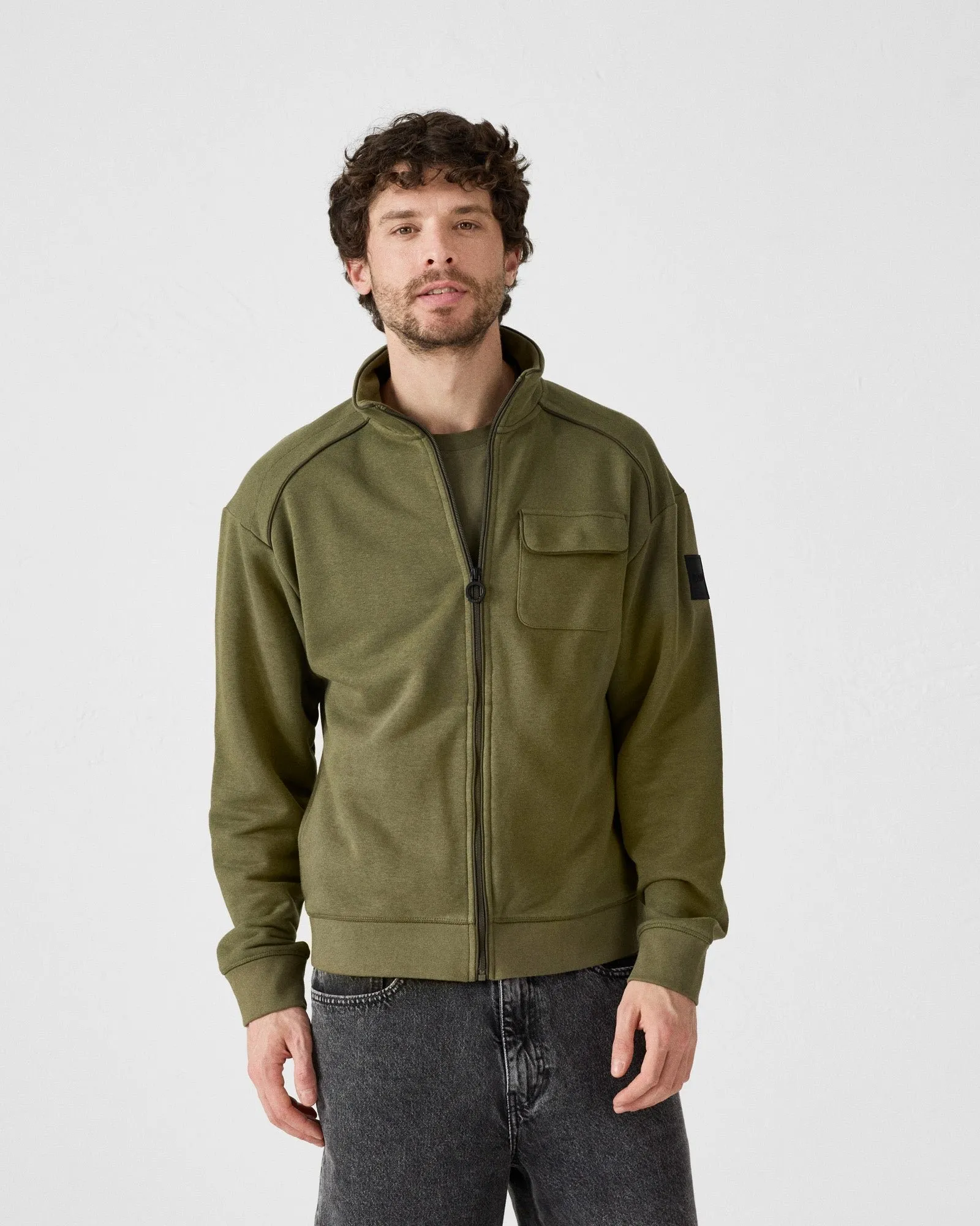 Veste col haut bimatière roger Vert