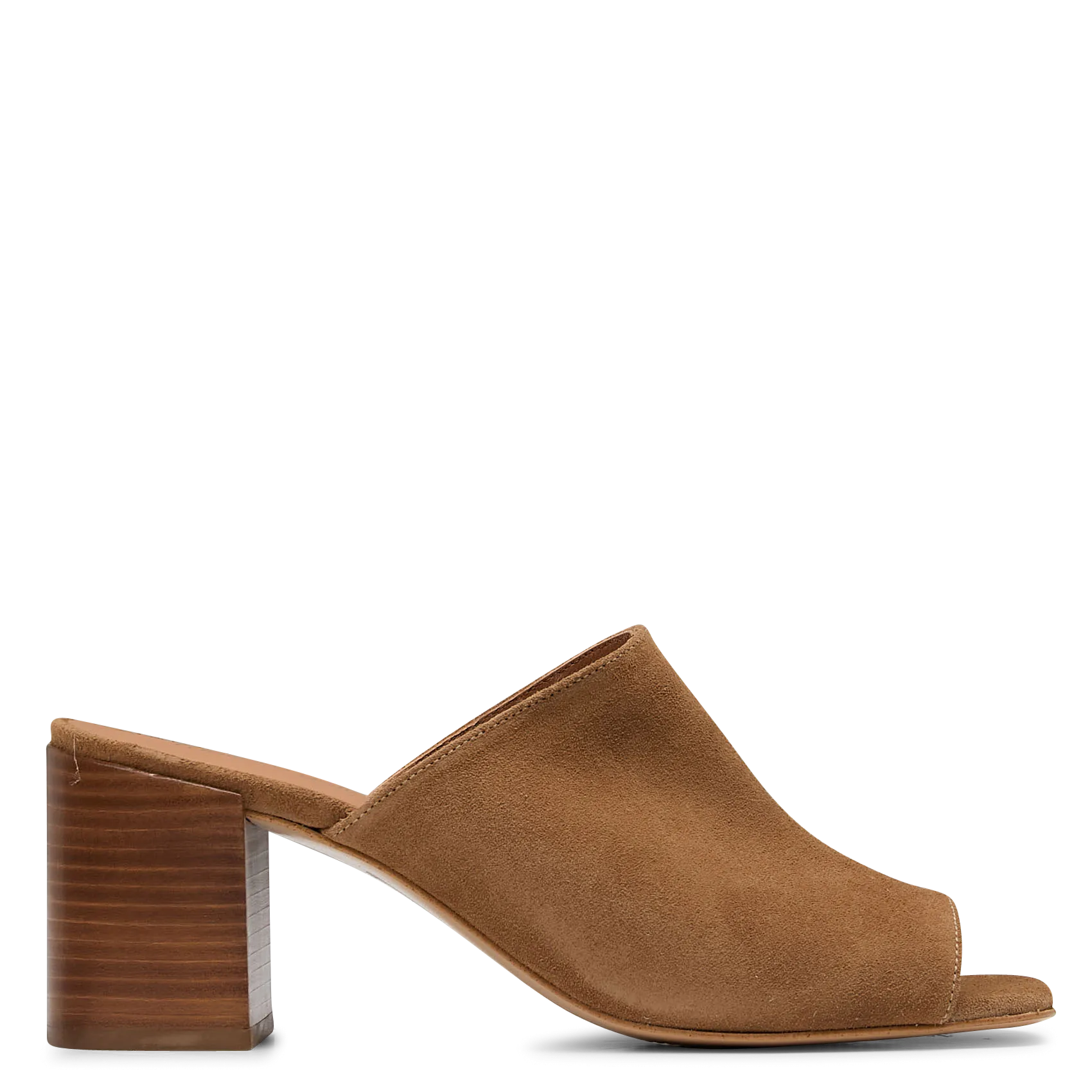 Mules à talon en cuir velours Beige ANOUKA