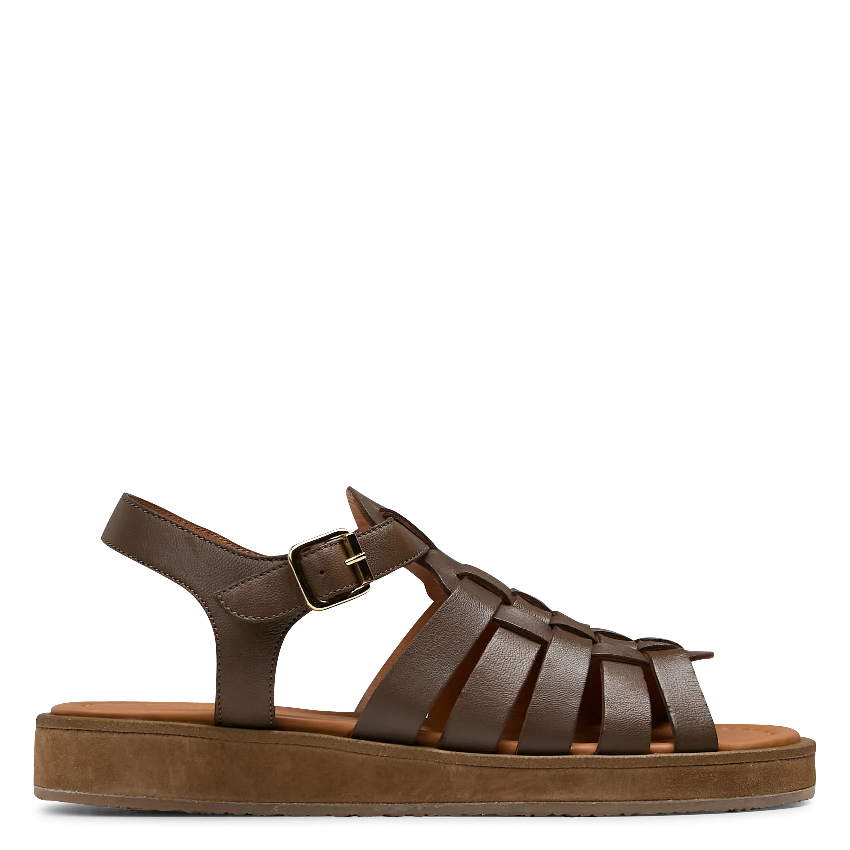 Sandales plates en cuir Marron OMAHA