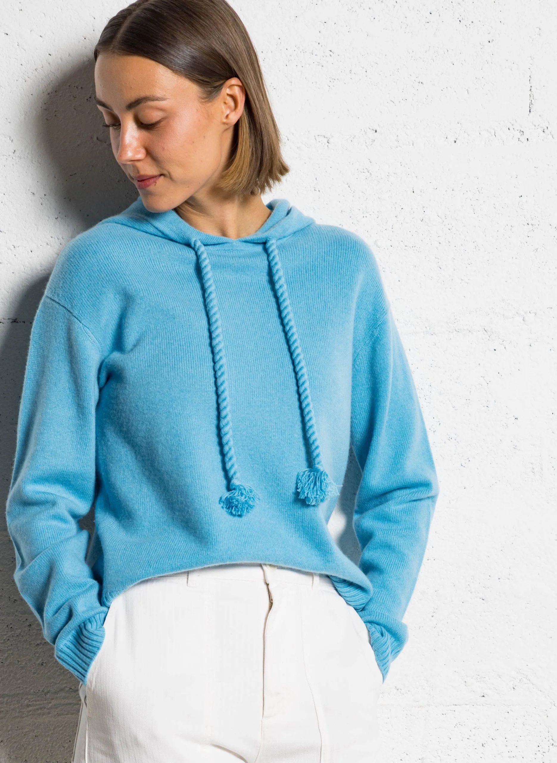 Pull oversize en cachemire Bleu BAKIA
