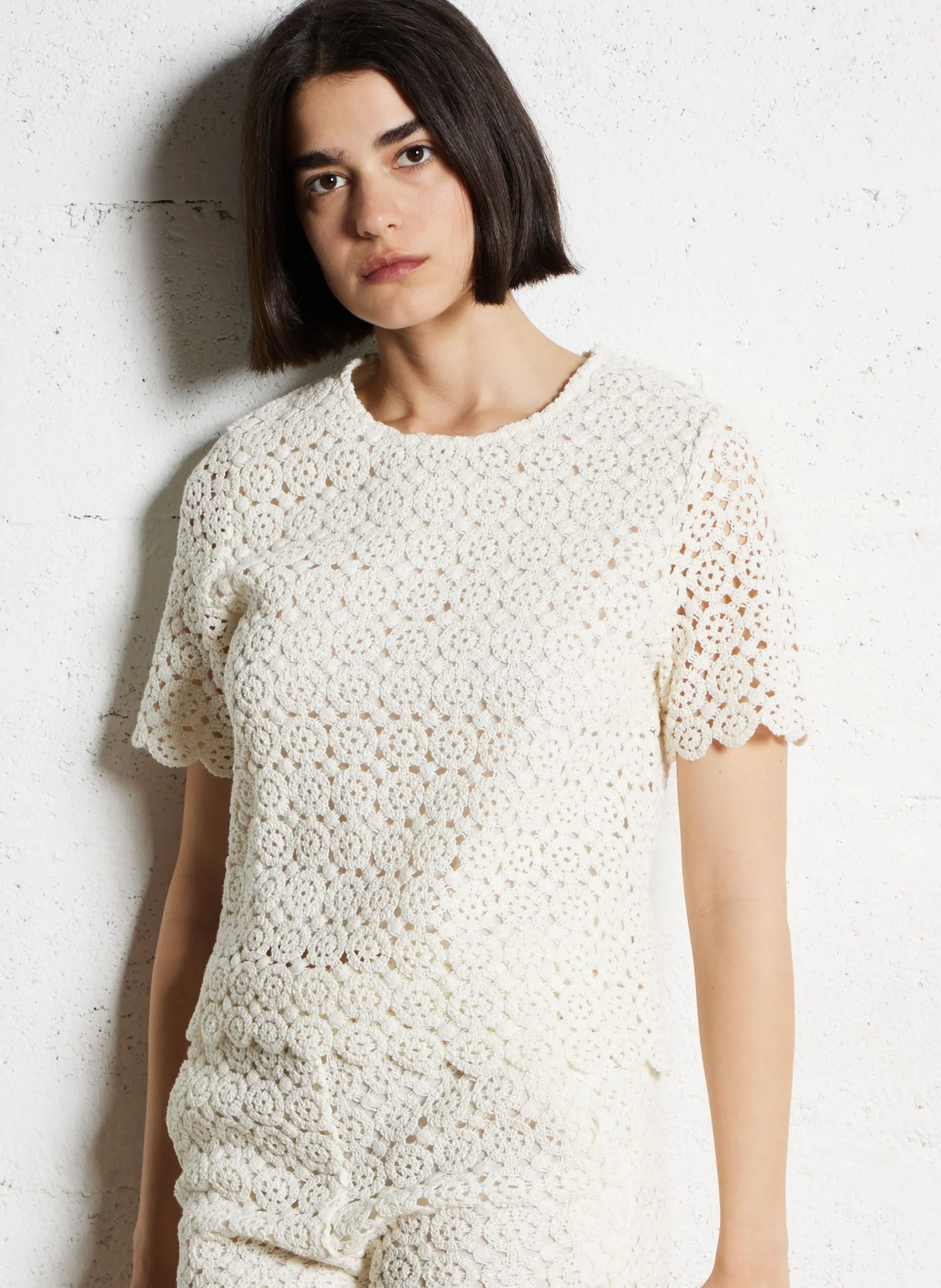 Top droit en coton Blanc