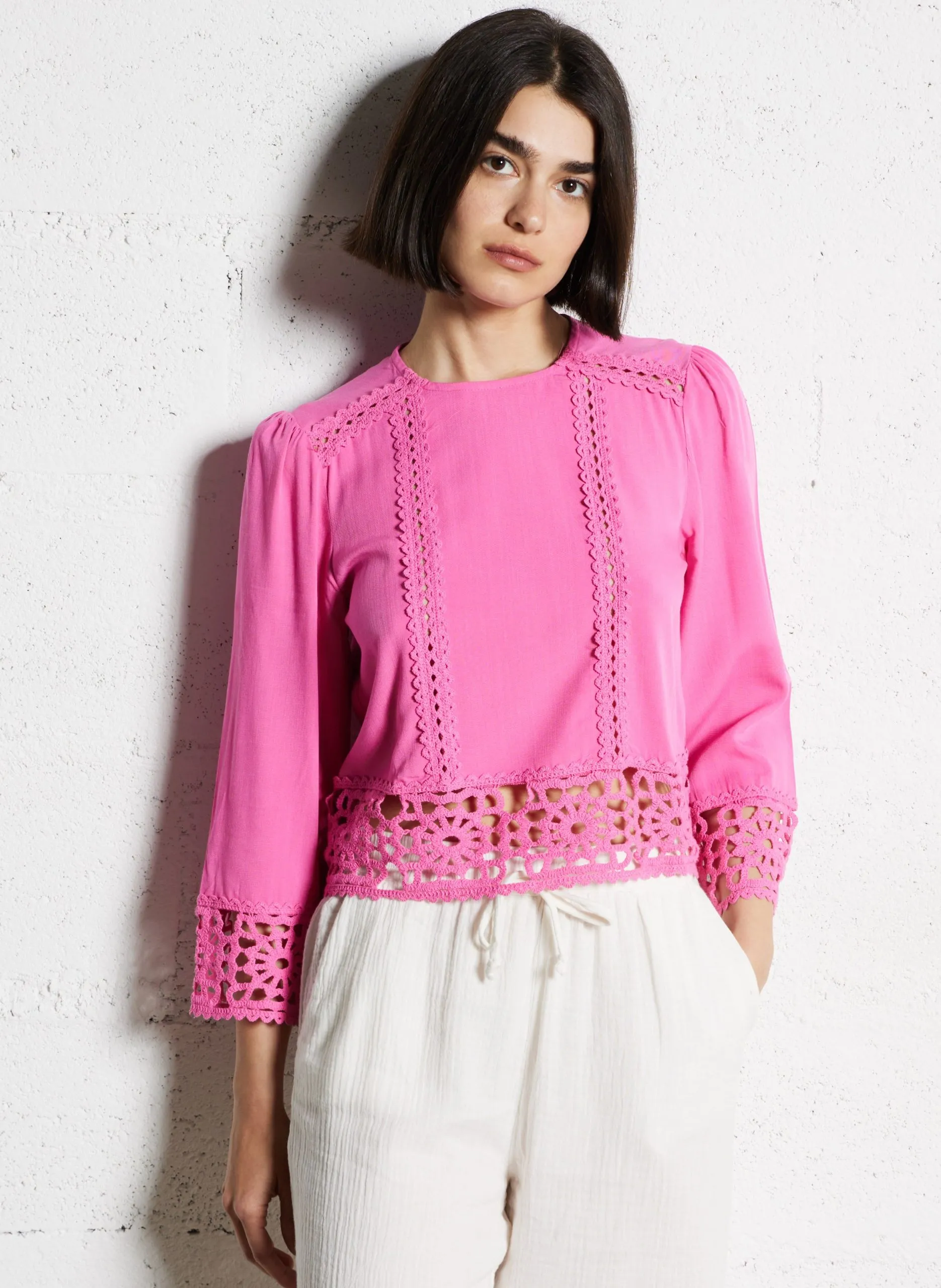 Blouse col rond Rose TEVY