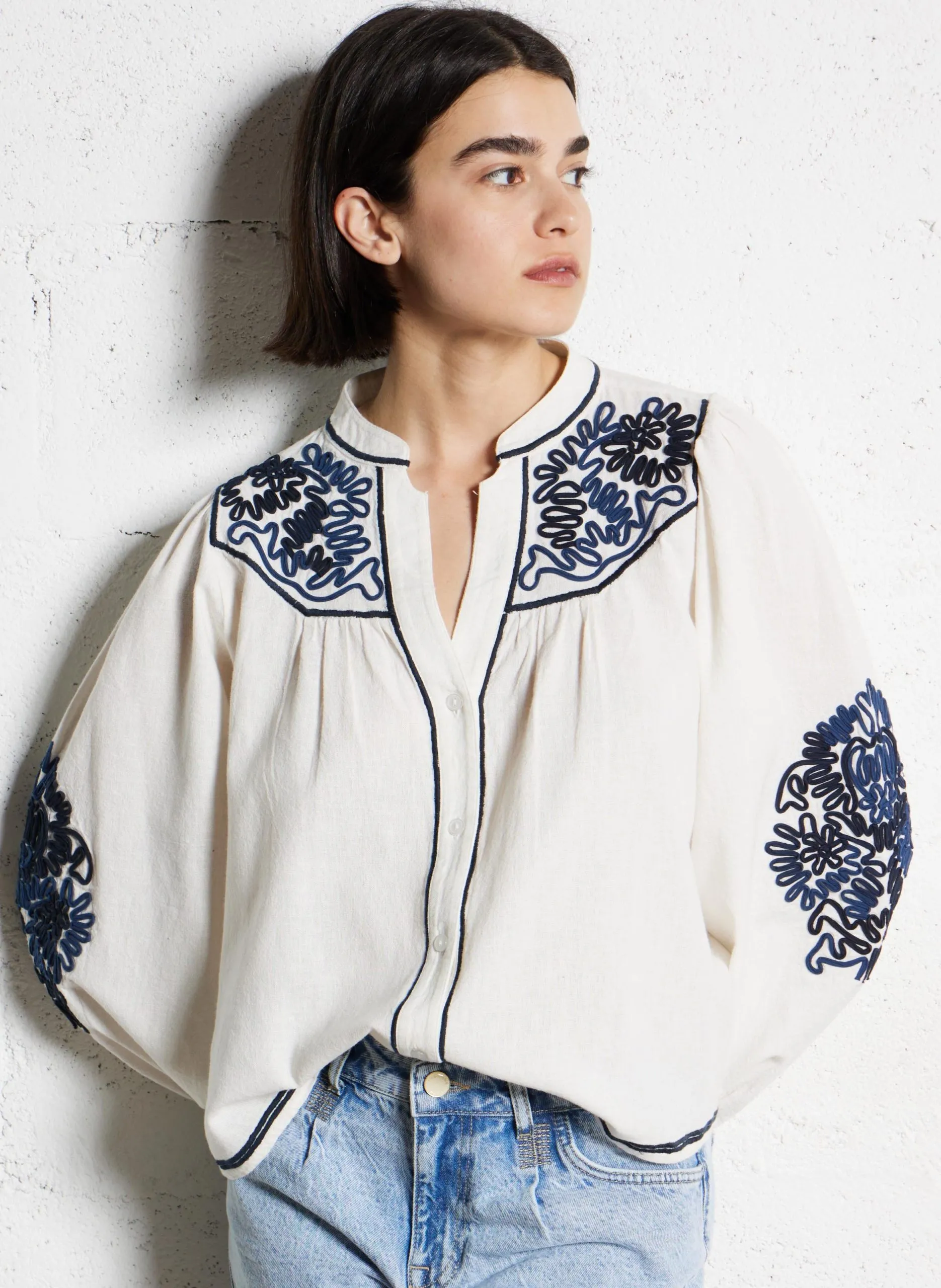 Blouse ample brodée Blanc CORFU